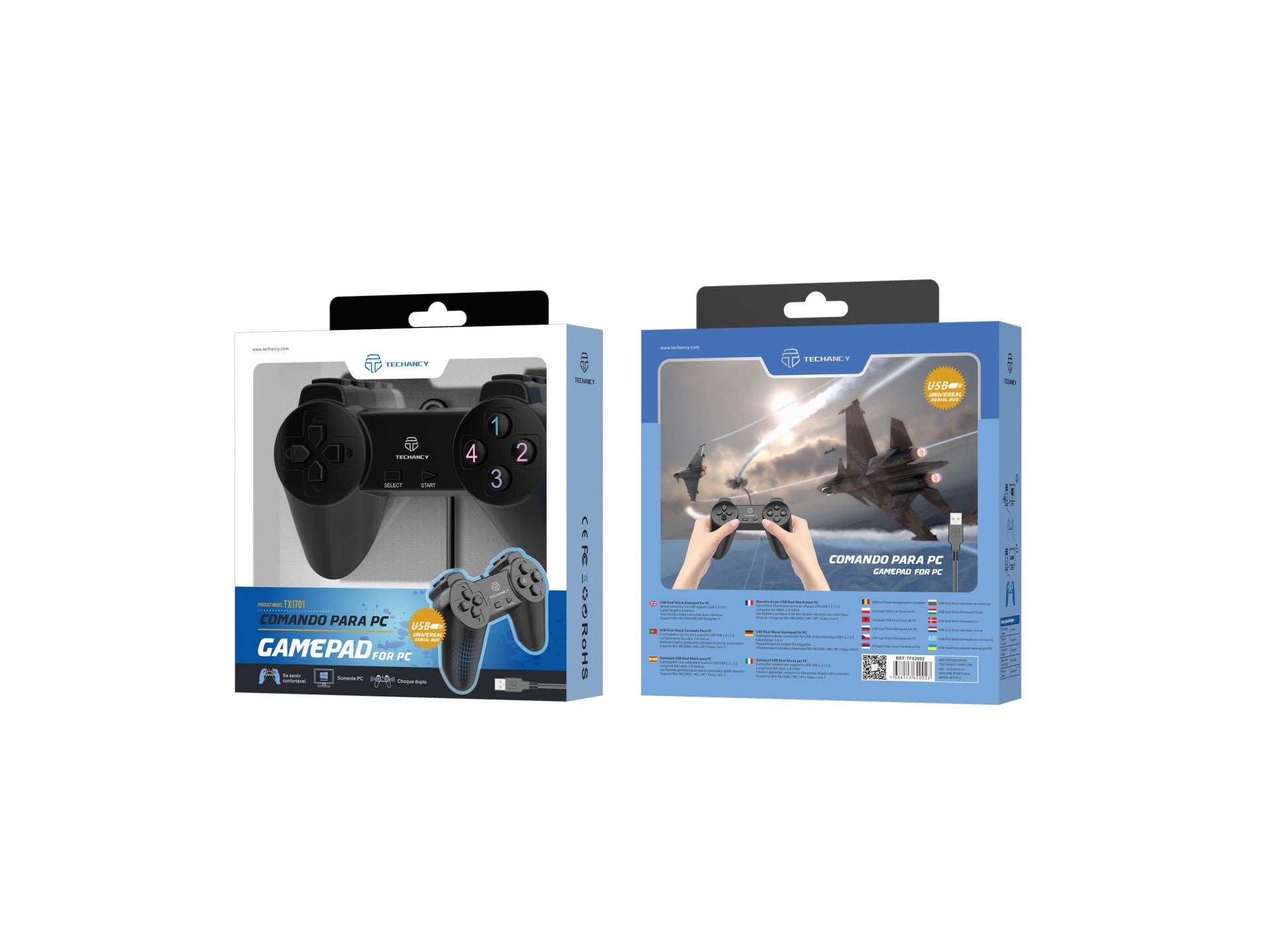 Techancy TX1701 Wired PC Gaming Controller with Vibration Feedback, Black