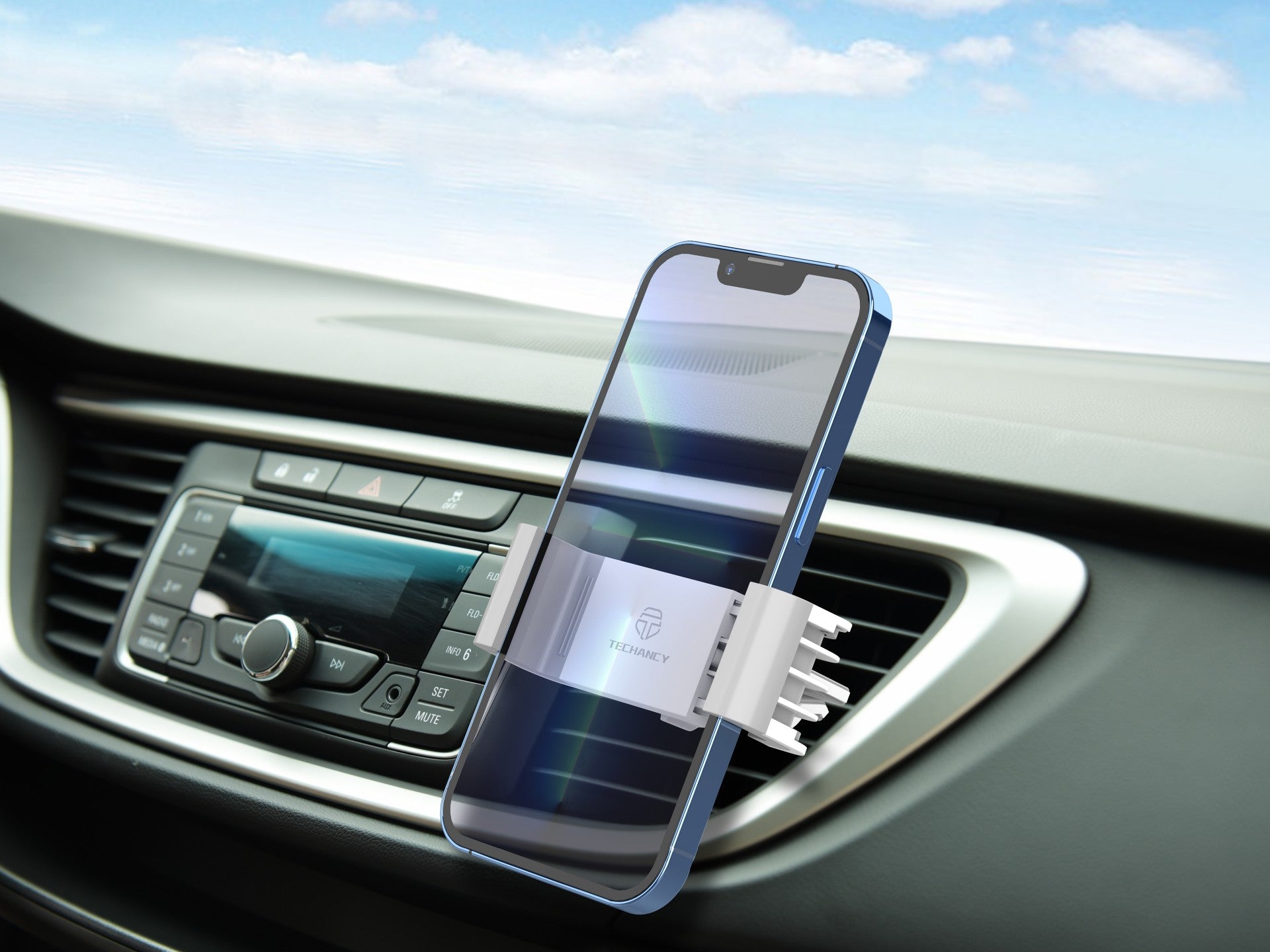 Techancy Car Phone Holder TI2282 Rotatable Stable Compatible with 4.7 to 6.4 Inches White