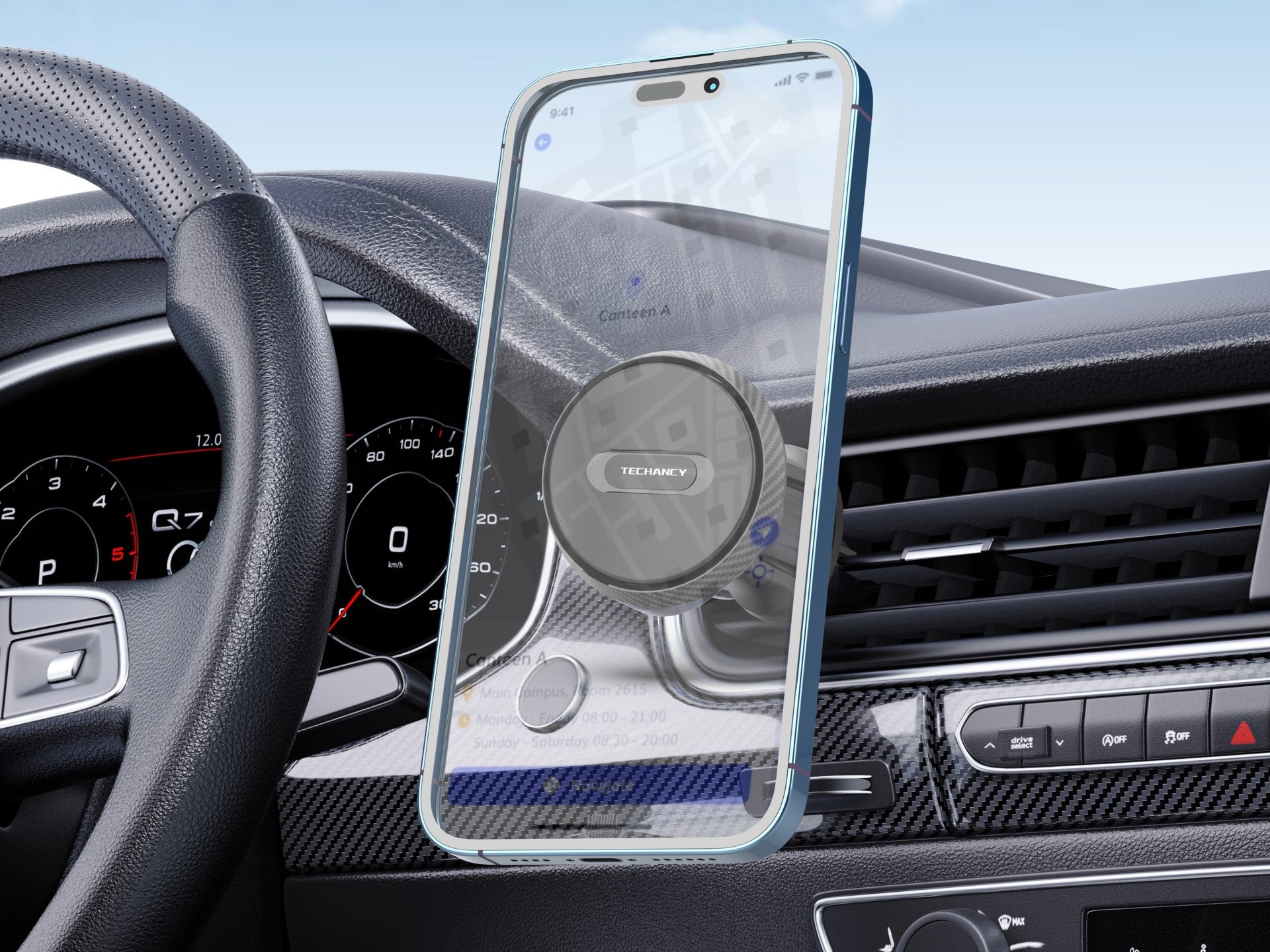 Techancy Suporte Magnético Para Automóvel Ti2293, Adsorção Magnética, Rotação De 360°, Adequado Para Todos Os Telemóveis