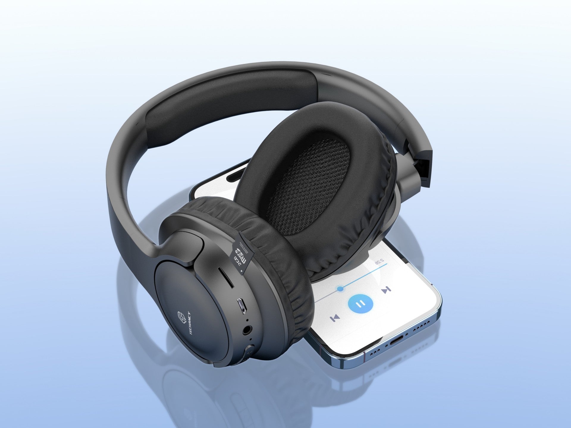 Techancy Wireless Headphones TH5212, 8h Music Playback, Stereo Effect, Foldable Design, Comfortable to Wear.