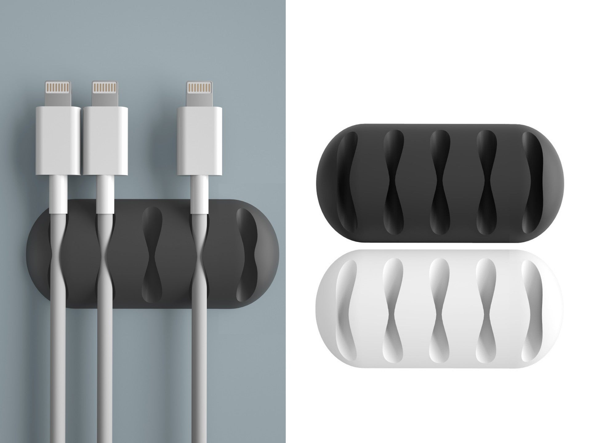 Soporte para cables Techancy, TZ6294, 2 unidades, organizador de cables, negro + blanco