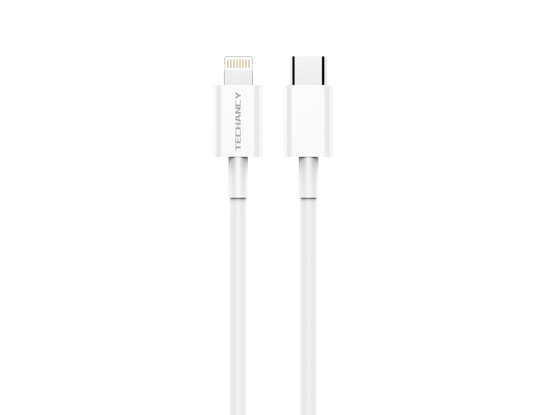 Cable de datos Techancy blanco de 20 W TB1666, compatible con iPhone 7 hasta 14, carga rápida PD, duradero, 2 m