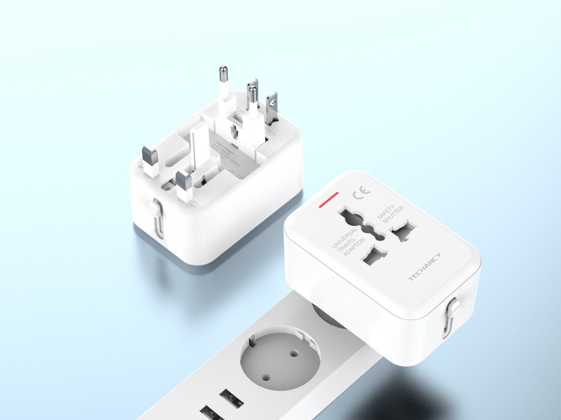 Techancy Adaptador Universal De Viagem Branco MB2500, 2500 W (Máx.) Função De Conversão De Ficha De Viagem Transfronteiriça