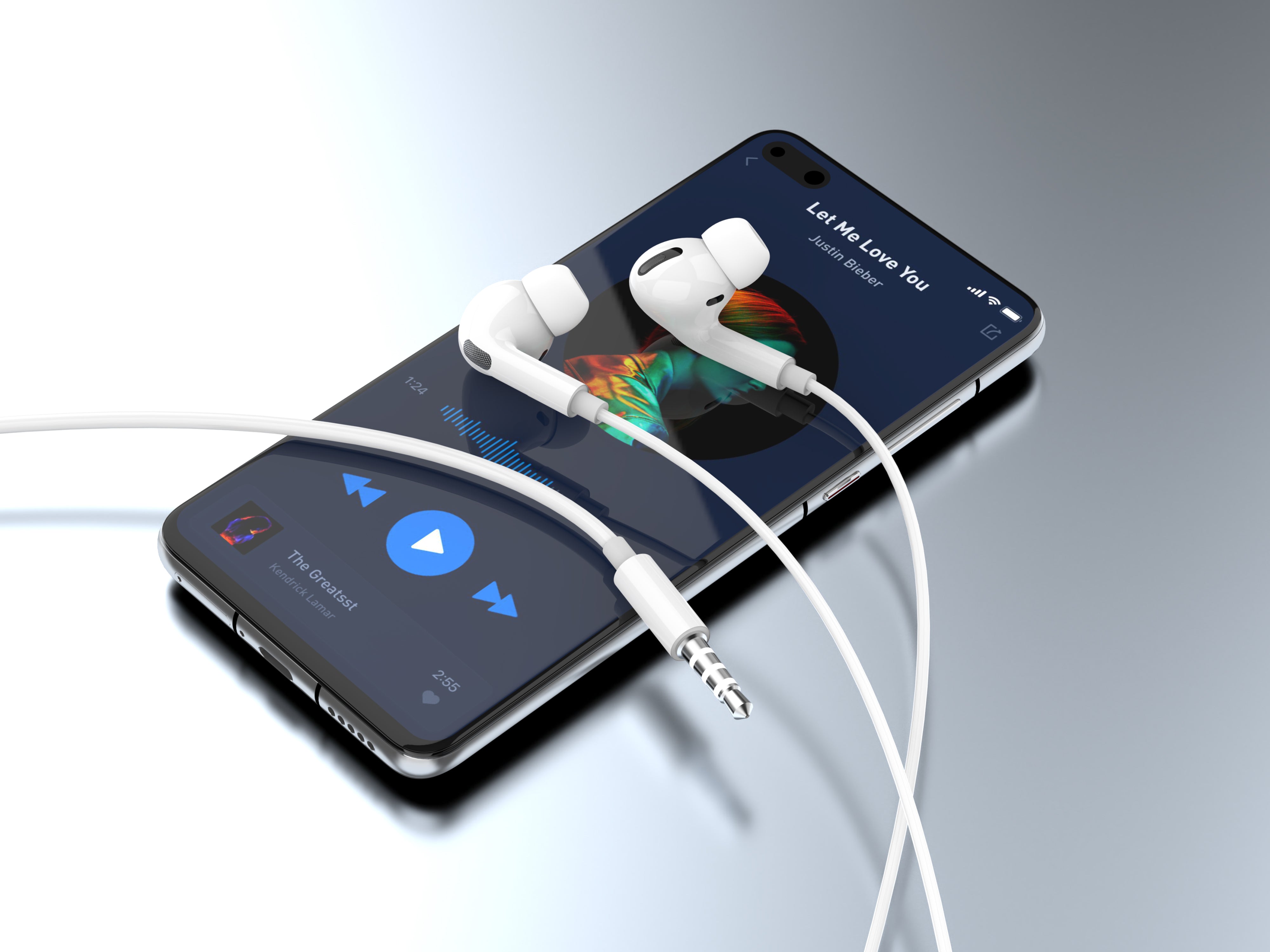 Techancy Wired Headset White TD8036, Integrated Microphone, 3.5 mm, Compatible with Smartphones and Tablets