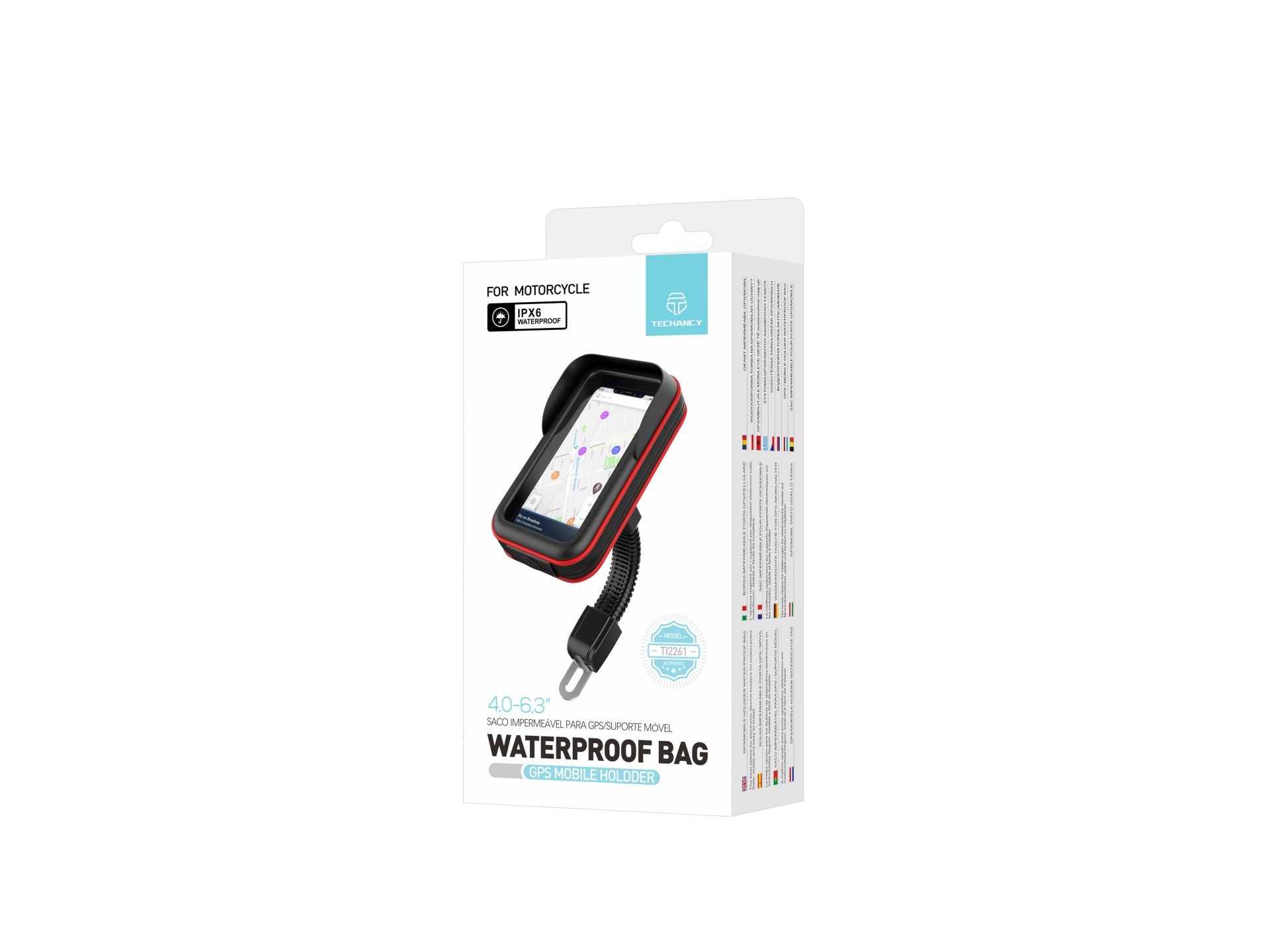 Techancy Motorcycle Phone Holder with Waterproof Function Black+Red Ti2261, Universal Motorcycle Mirror Mount,