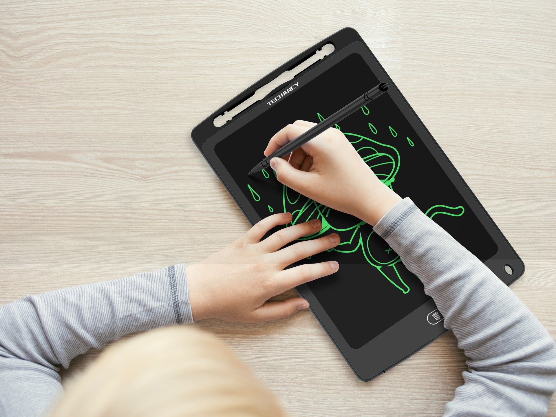 Tableta de dibujo Techancy TY7902 de 10 pulgadas con pantalla LCD, delgada y portátil, borrado con un solo toque, color negro