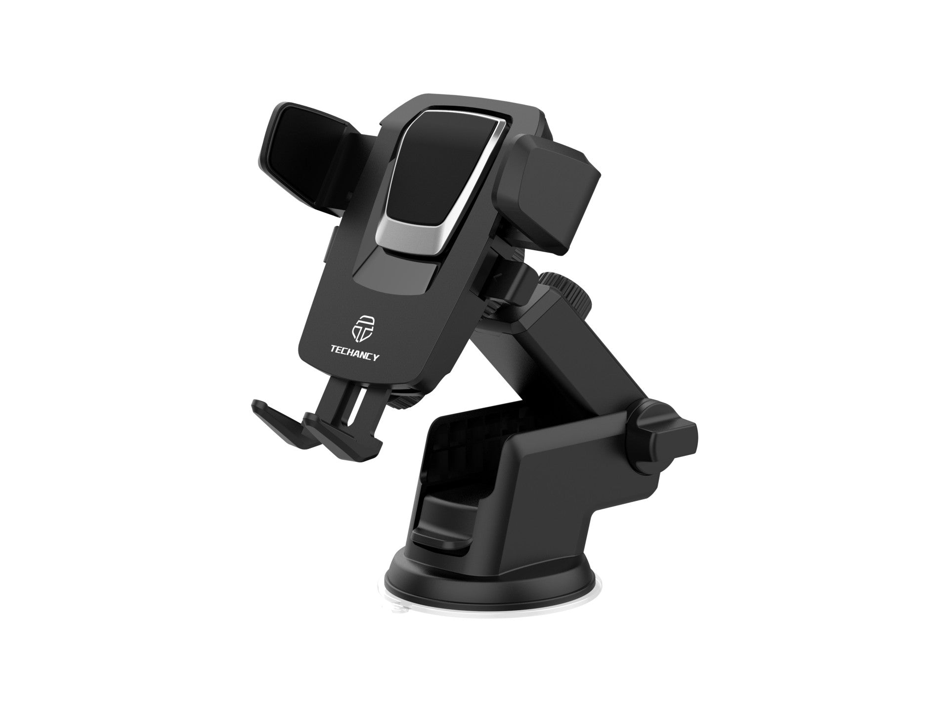 Soporte para teléfono con ventosa para coche Techancy Ti2188, negro/plateado, bloqueo de un toque, 4-7.2 pulgadas