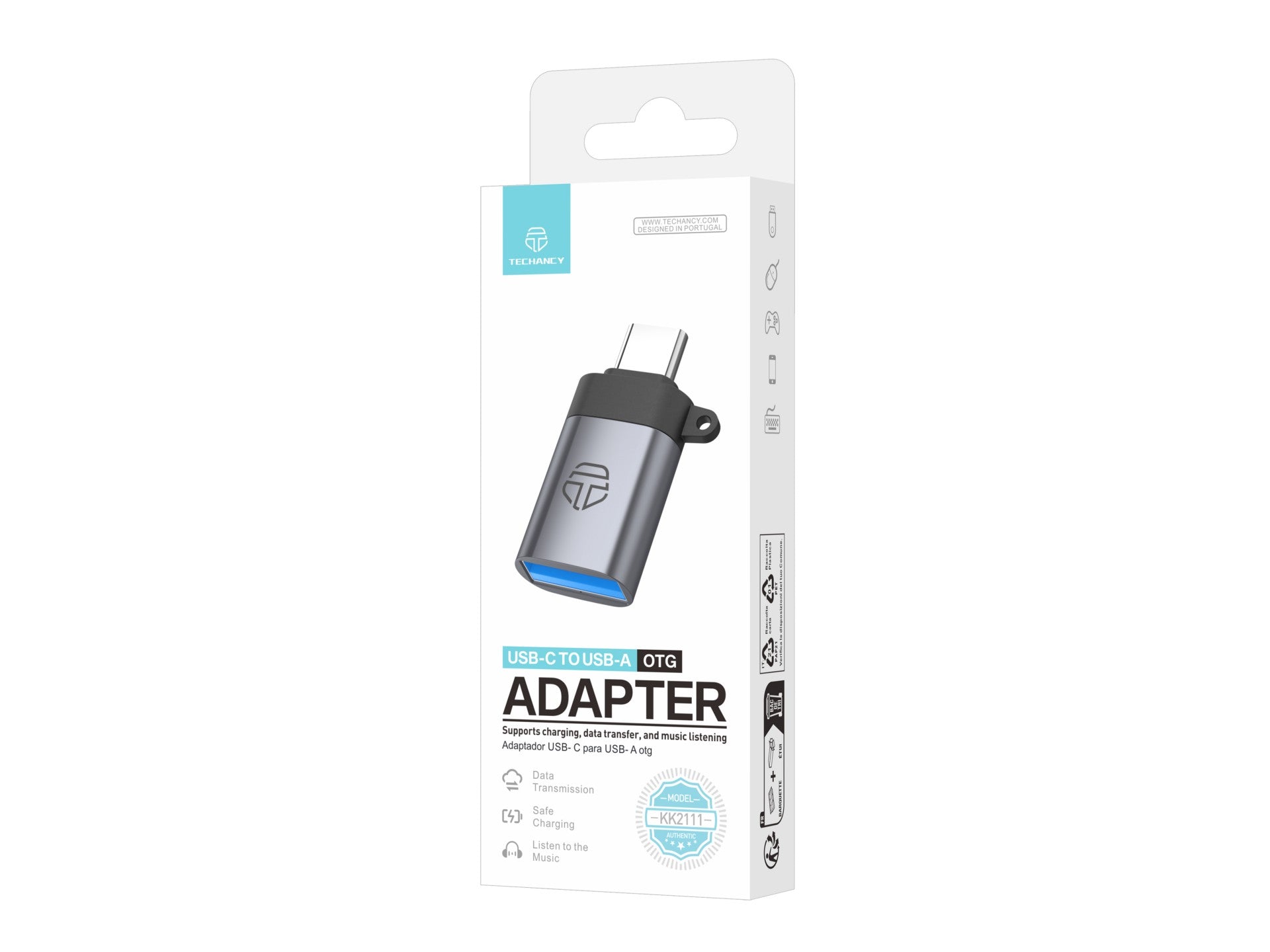 Techancy USB-C to USB-A OTG Adapter KK2111, High Transfer Speed, Safe Charging and High Compatibility
