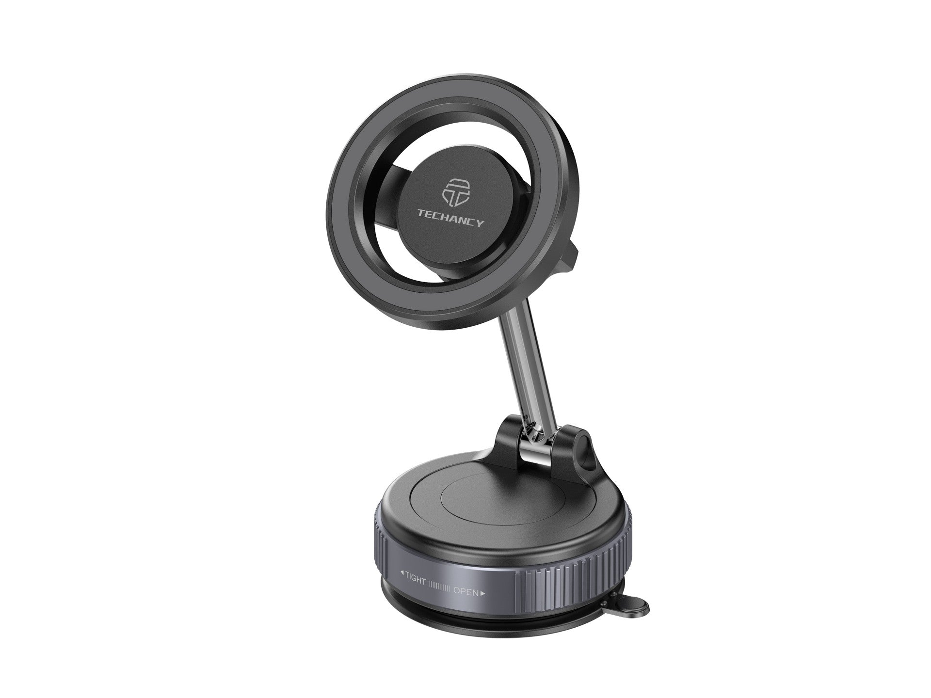 Soporte magnético para coche Techancy TI2348 con ventosa, compatible con MagSafe, rotación de 360 ??grados, color negro.
