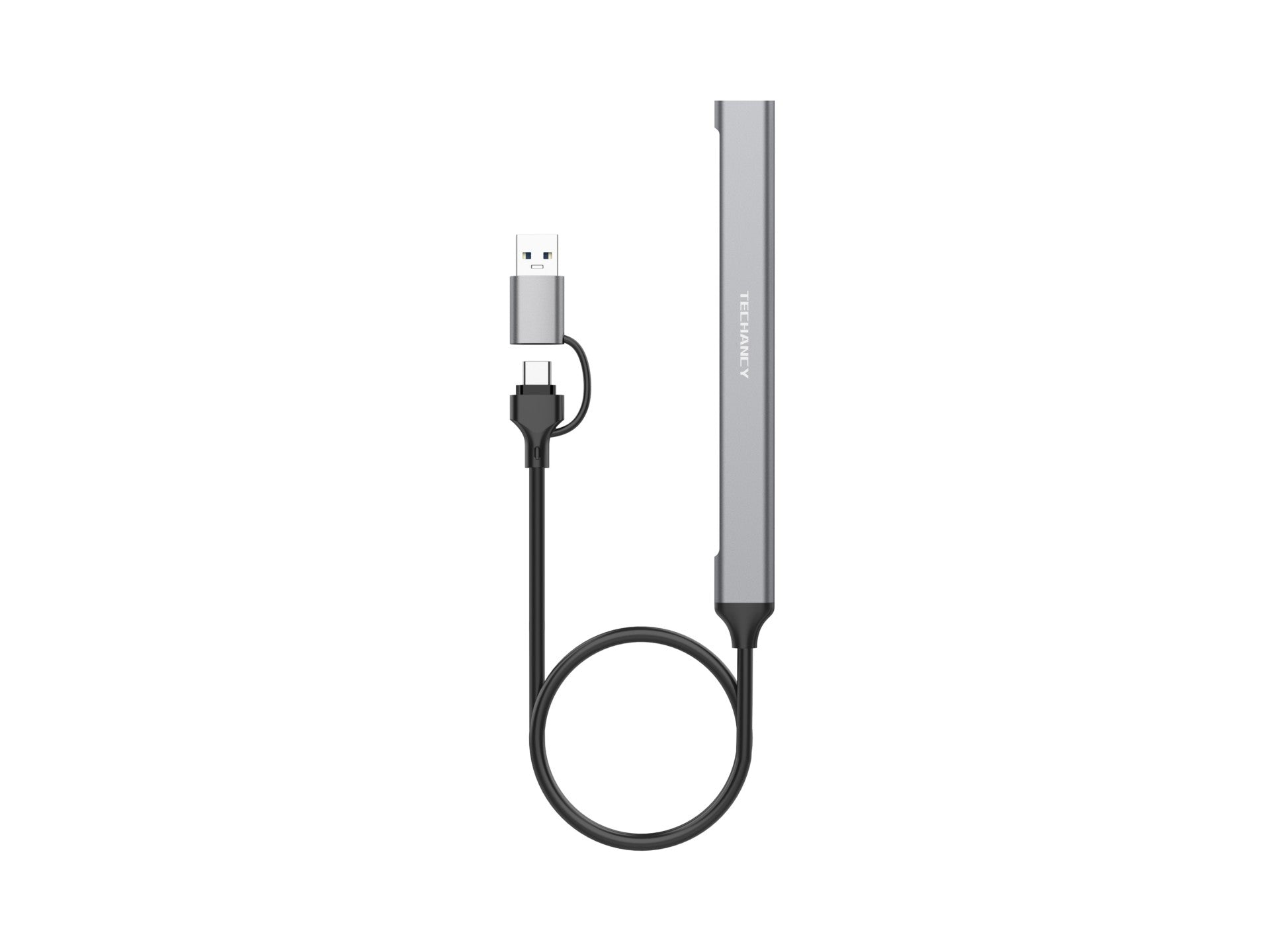 Techancy 2-in-1 USB-C + USB 3.0 USB Hub, KT2903, 7 USB 3.0 Ports, Gray