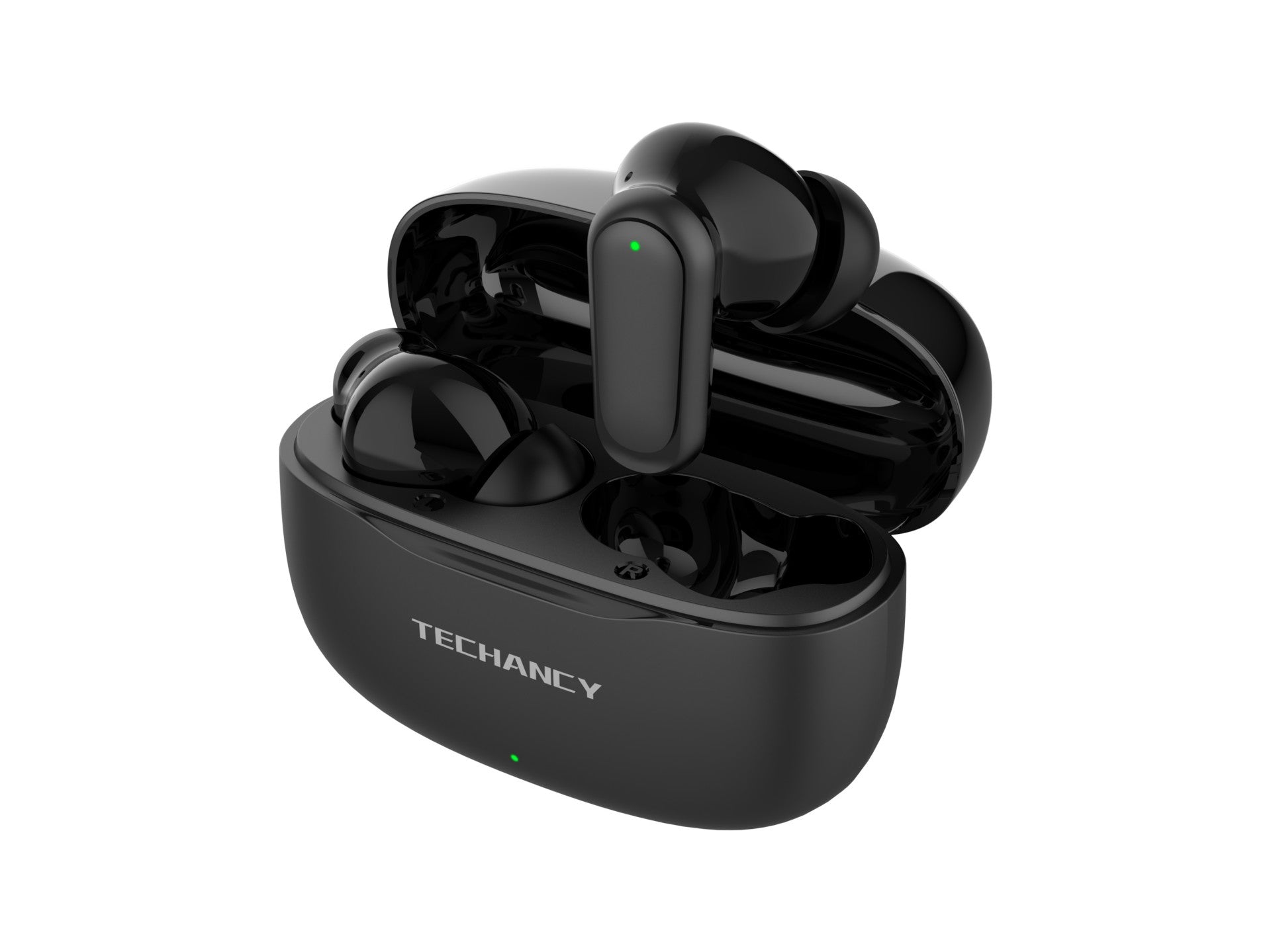 Techancy Bluetooth TWS Wireless 5.4 KP2715 Earphones with HD Microphone, Smart Touch, USB-C for Android and iPhone - Black