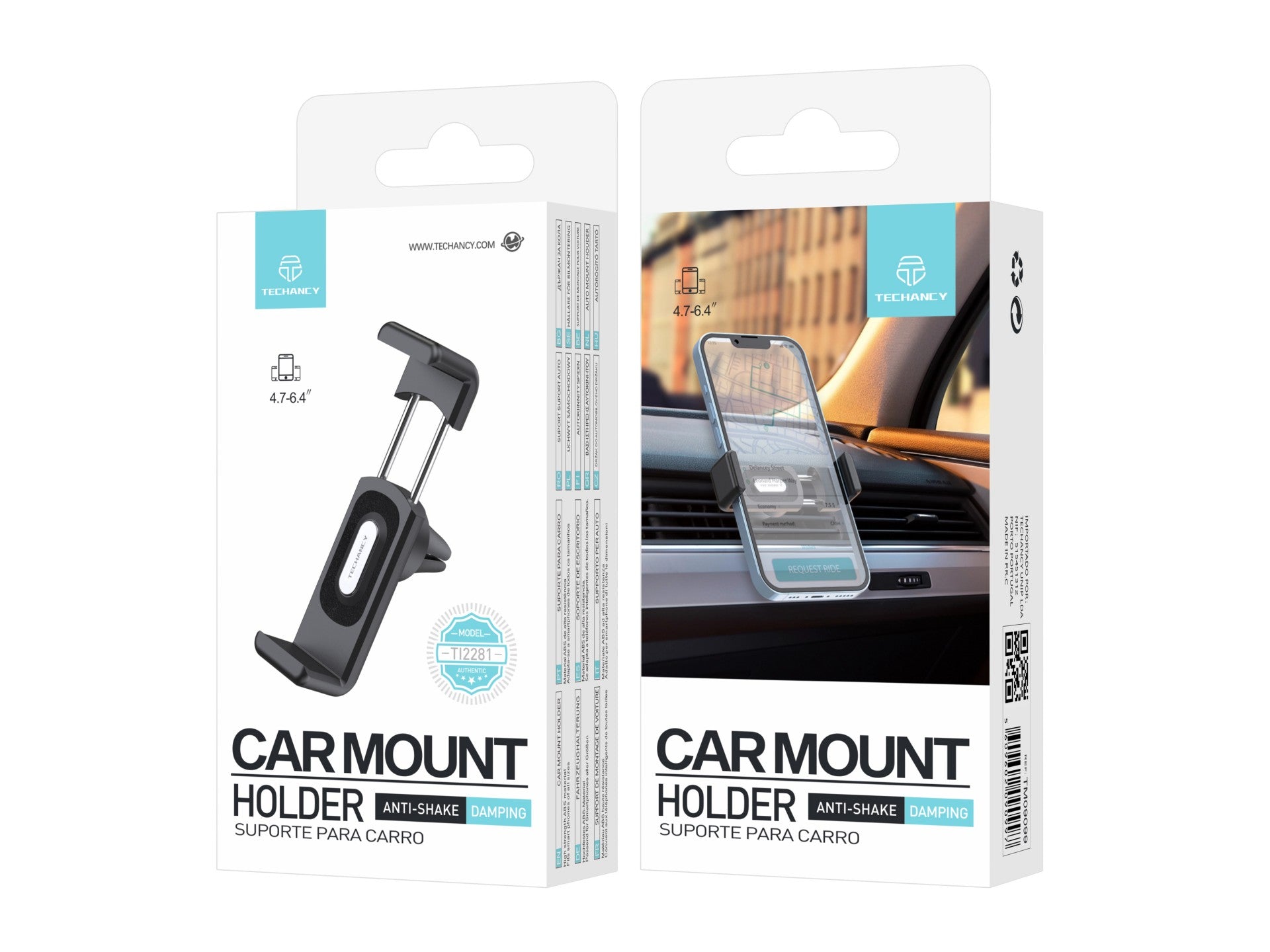 Techancy Car Phone Holder Ti2281, High Strength ABS Material, Suitable for All Mobile Phones.