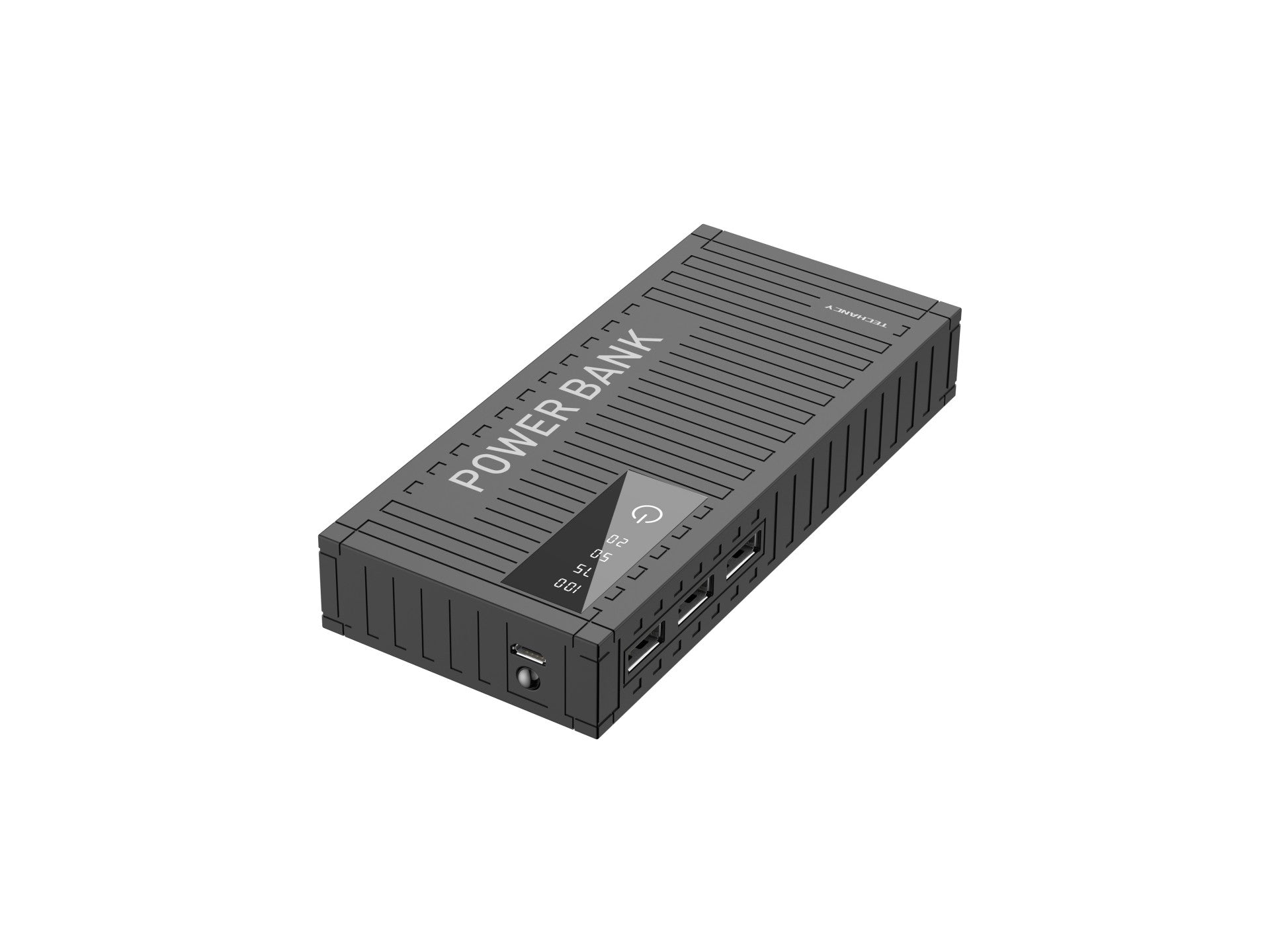 Techancy 5000mah Power Bank Preto TF2780,Carregamento Rápido De 2A,3 Saídas Usb Para Telemóvel/Tablet.