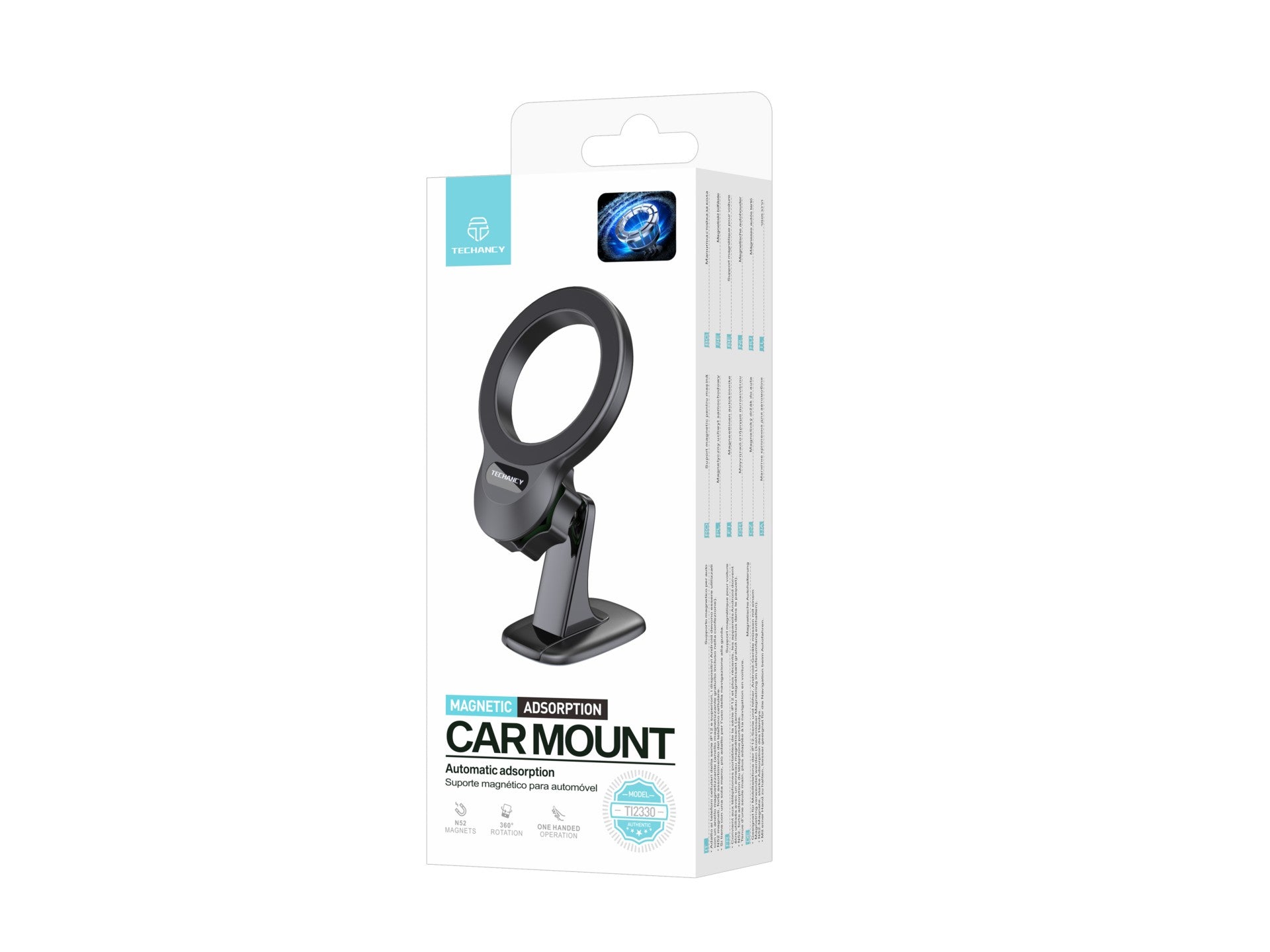 Techancy Suporte Magnético Para Automóvel Preto Ti2330, Compatível Com Iphone 12-16/Tecnologia Magsafe, Navegação Com Uma Mão