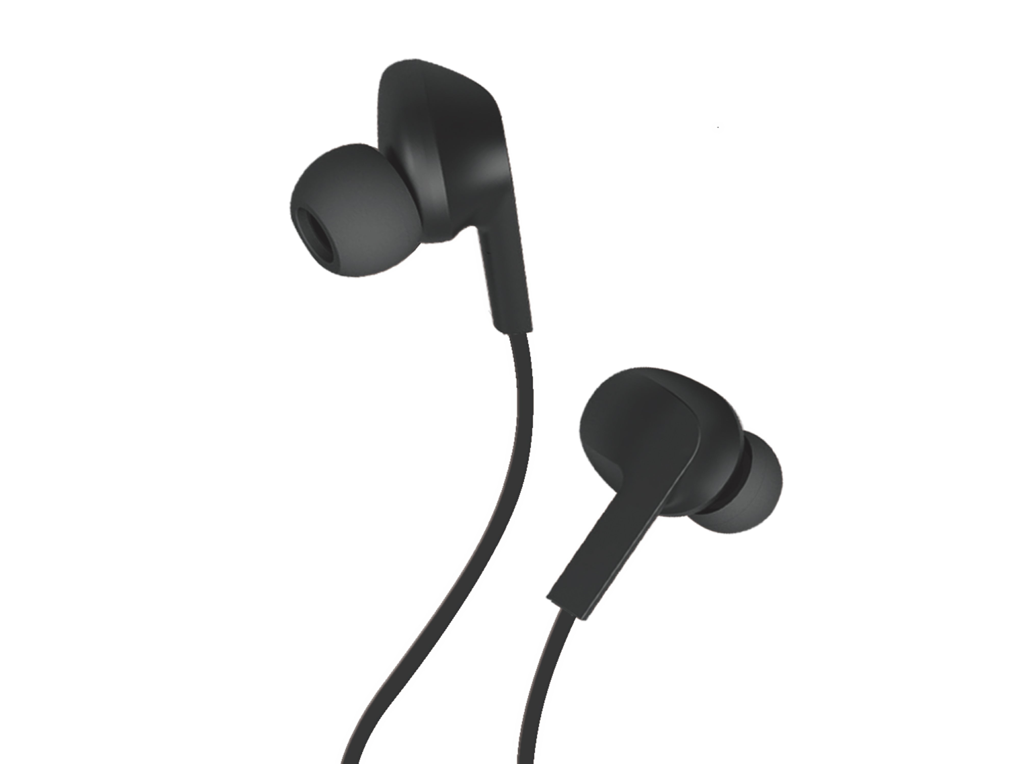 Auriculares con cable Techancy TD8022 negros, micrófono integrado de 3,5 mm, compatibles con smartphones y tablets.