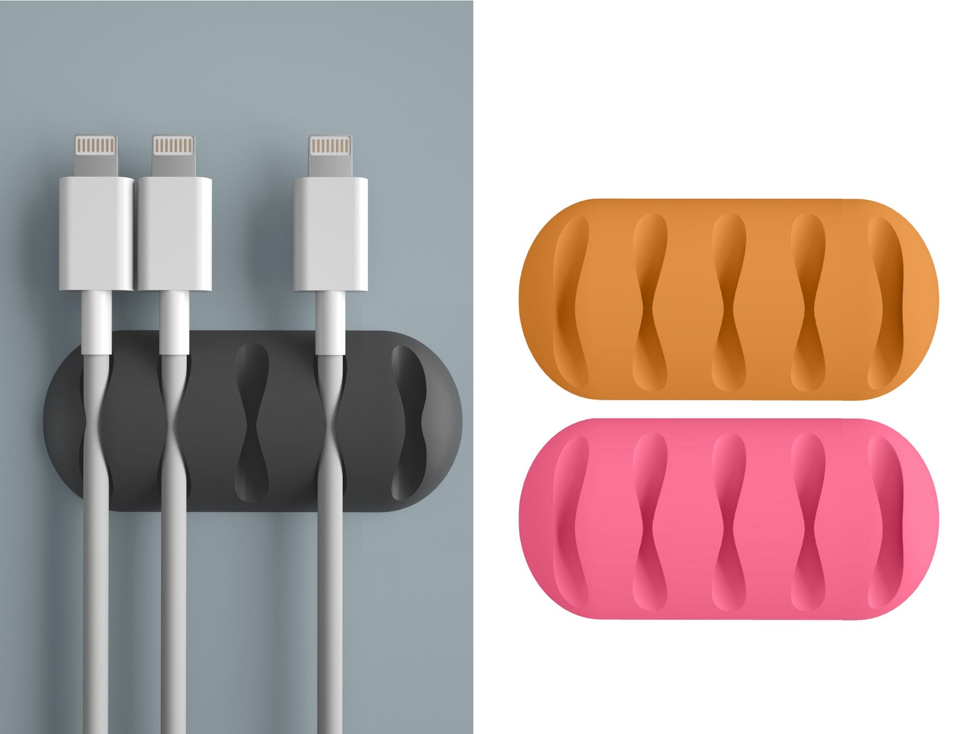 Soporte para cables Techancy, TZ6294, 2 unidades, organizador de cables, naranja + rosa
