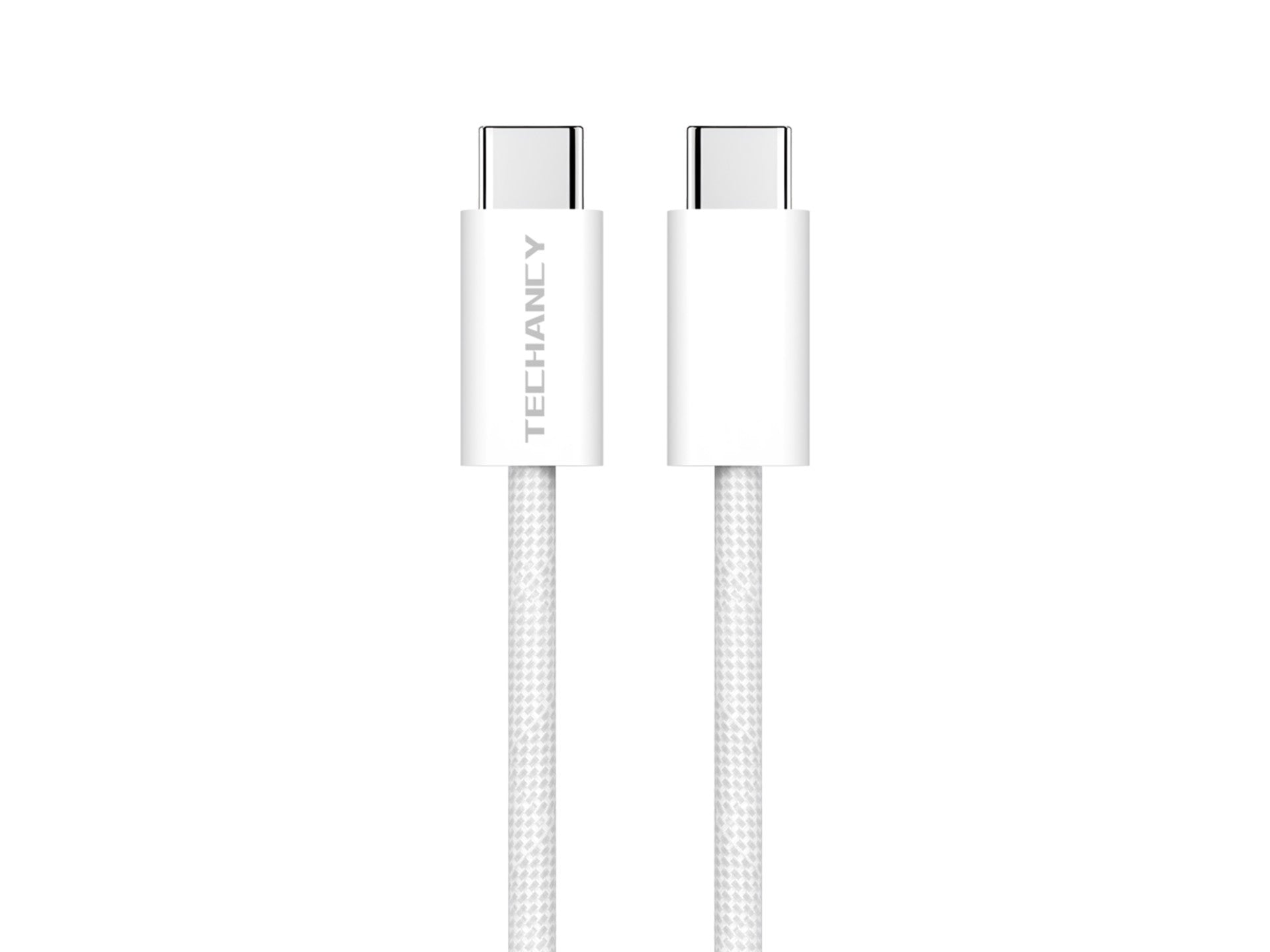 Cable Techancy USB-C a USB-C TB4764 de 1 m, PD 60 W, trenzado, carga rápida, compatible con teléfonos móviles y portátiles, blanco.