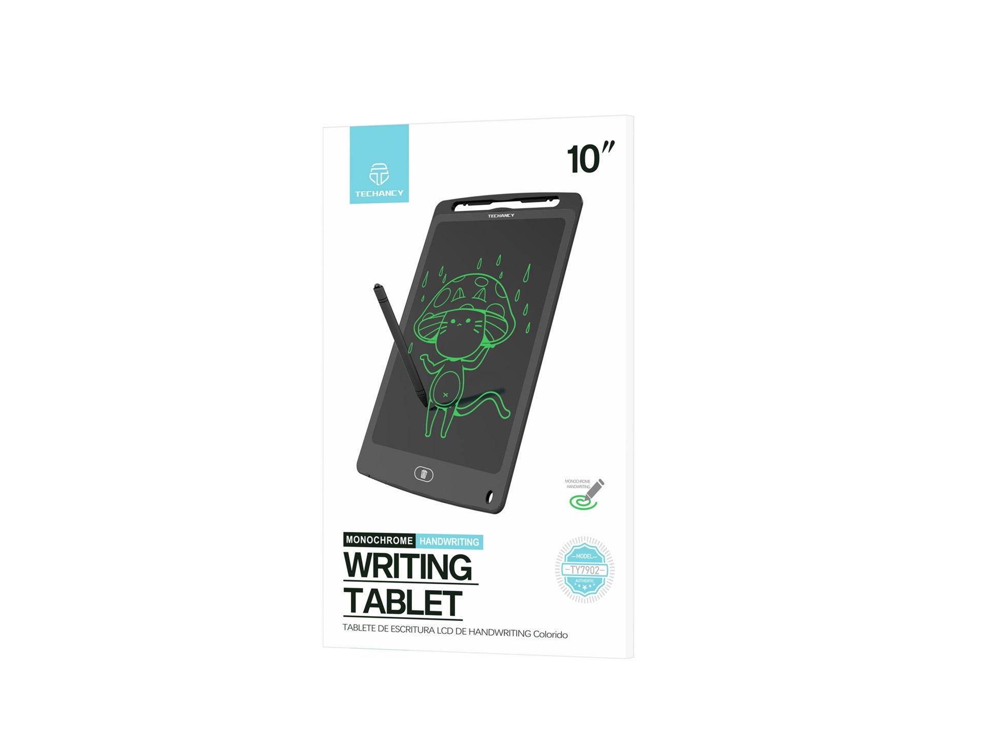 Tableta de dibujo Techancy TY7902 de 10 pulgadas con pantalla LCD, delgada y portátil, borrado con un solo toque, color negro