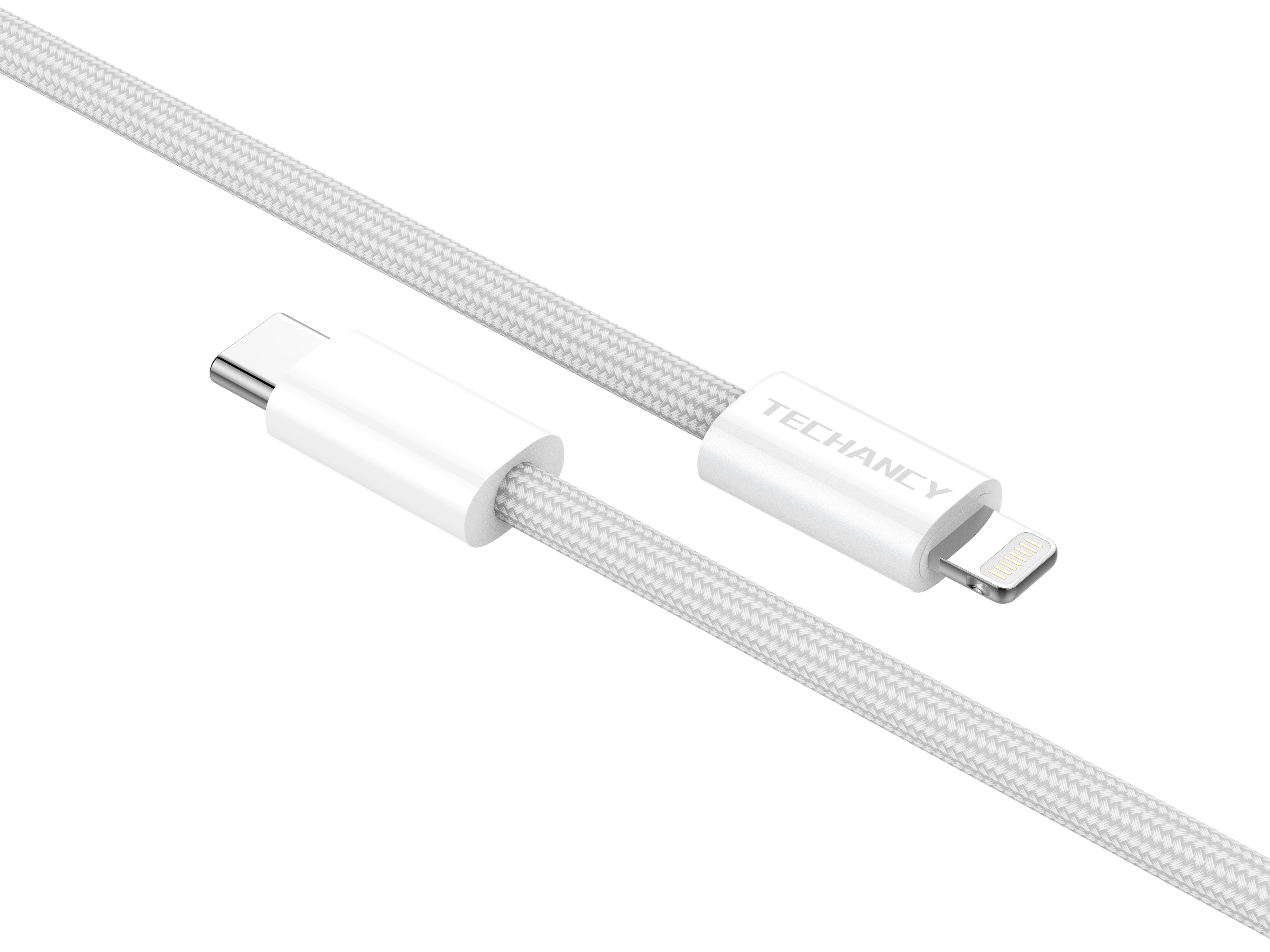 Techancy Cabo de Dados PD TB1764, 25W, 1m Branco, USB-C para Lightning, CompatIvel com iPhone 8/XS/11-14, Design Trancado Resistente