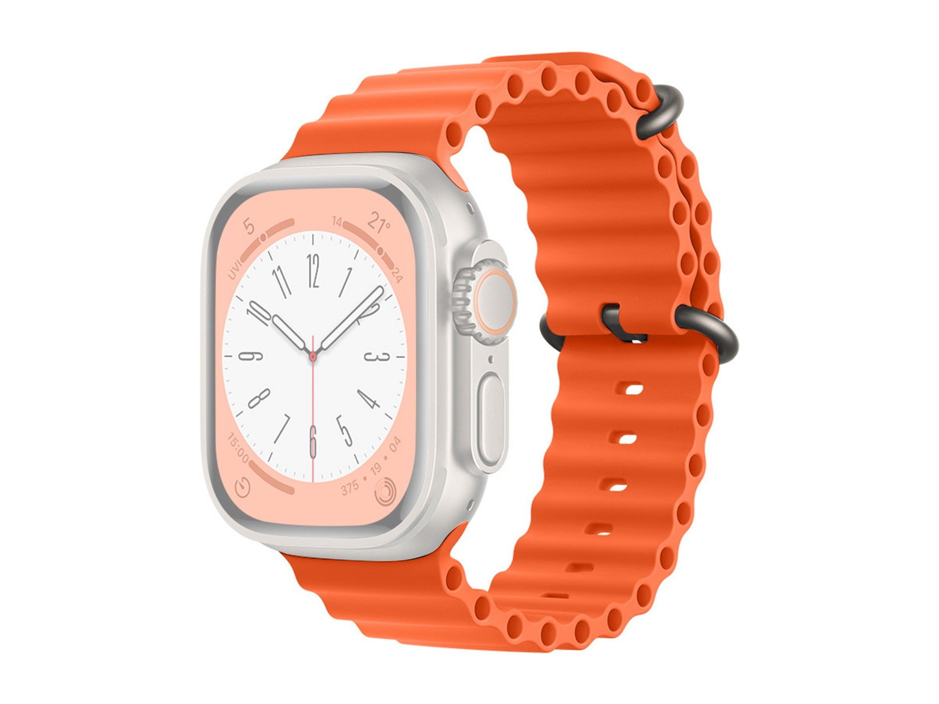 Techancy Bracelete De Silicone Preta KC2122, Compatível Com Apple Watch 42mm/44mm/45mm/49mm, Material De Silicone Macio