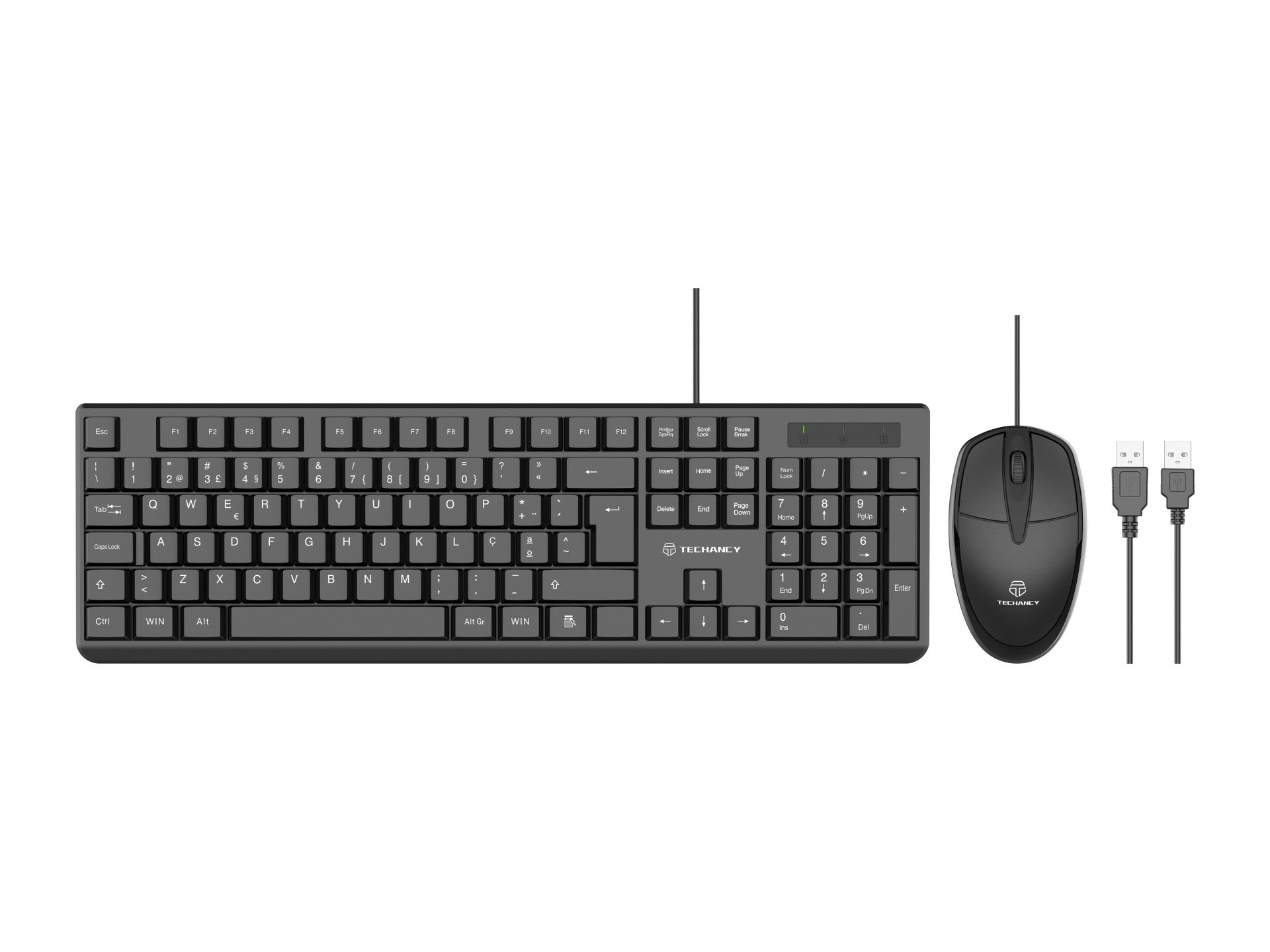 Techancy Conjunto De Teclado E Rato Com Fios Usb TK1270,Teclas Em Português+Inglês Para Utilização No Escritório.