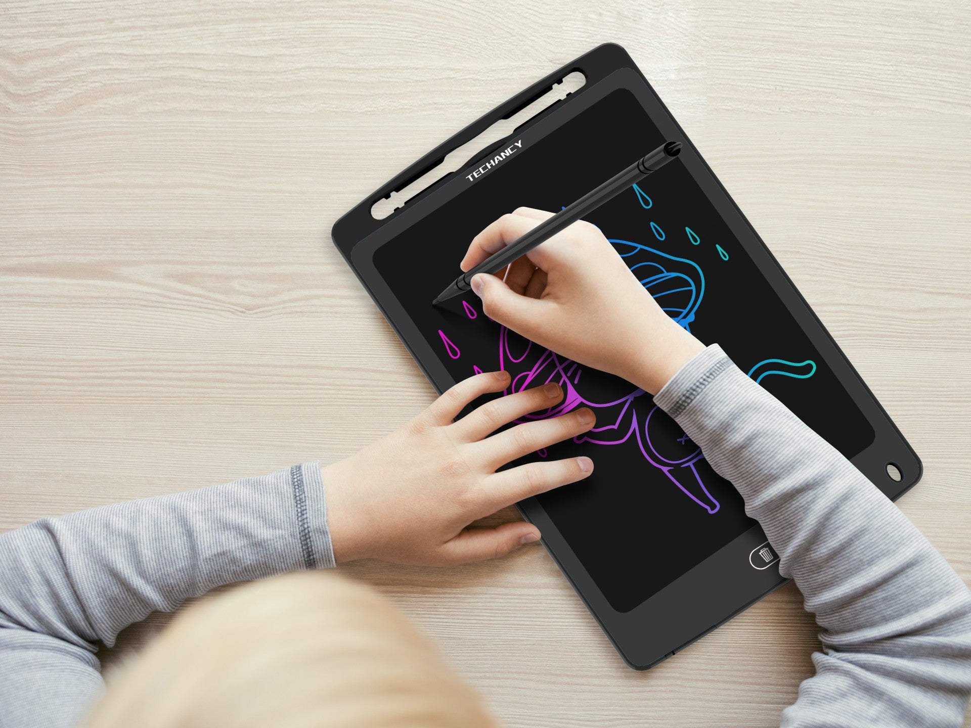 Techancy Tablet De Desenho De Caligrafia 10' TY7902, Lcd Para Desenho A Cores, Fino E Portátil, Apagar Com Um Toque, Preto