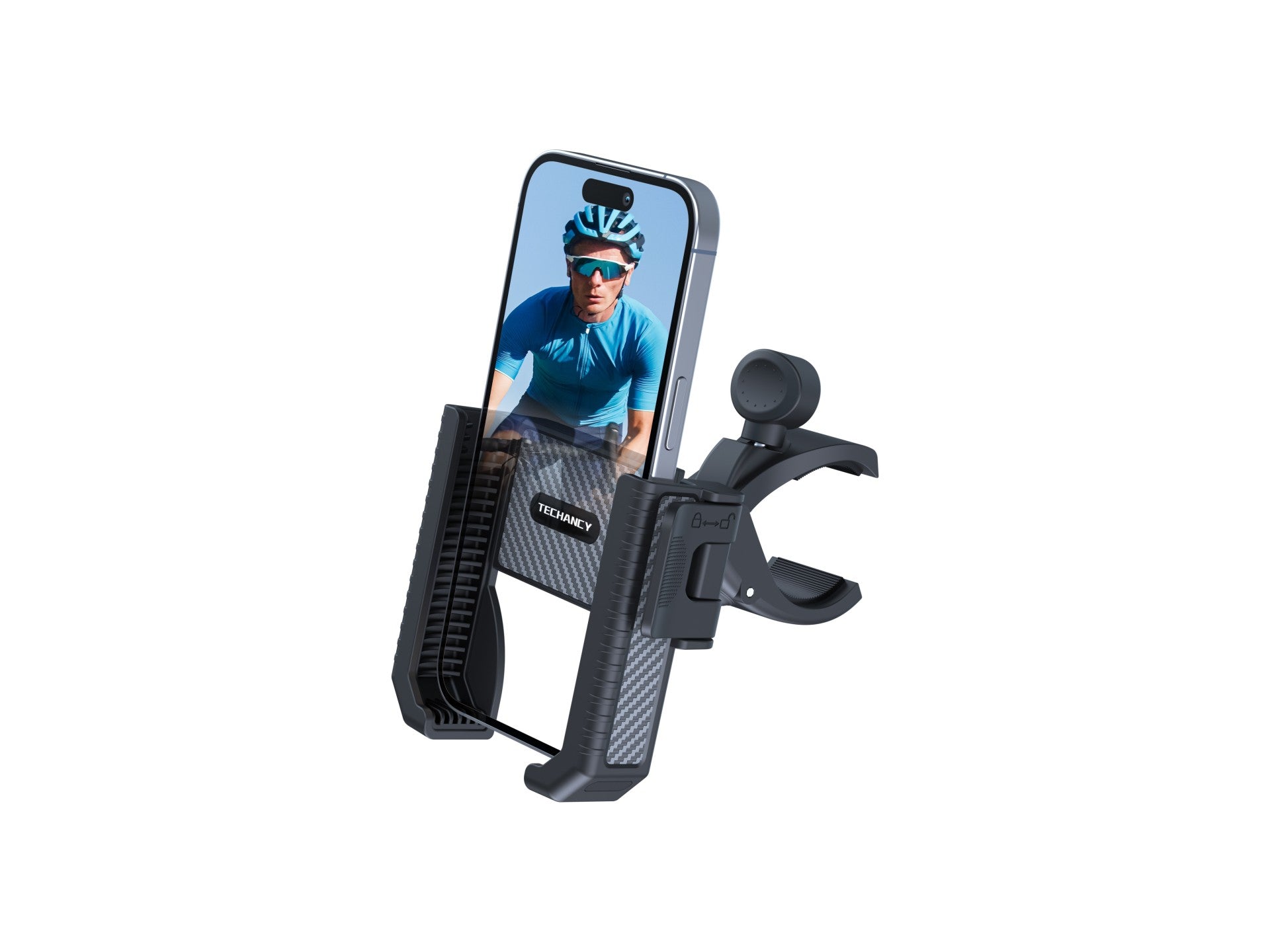 Techancy TI2338 Universal Mobile Phone Holder, Compatible with Bicycle/Motorcycle, 4.5-7.2 Inches, ABS+Silicone, Black
