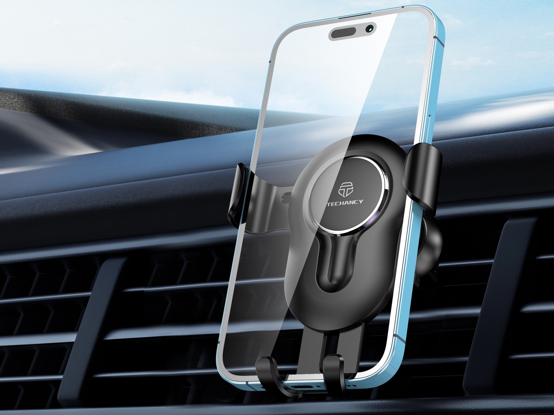 Techancy Suporte De Telemóvel Para Automóvel TI2319,Auto Grip Suporte Para Telemóveis De 4,7 - 7,2 - Polegadas,Preto