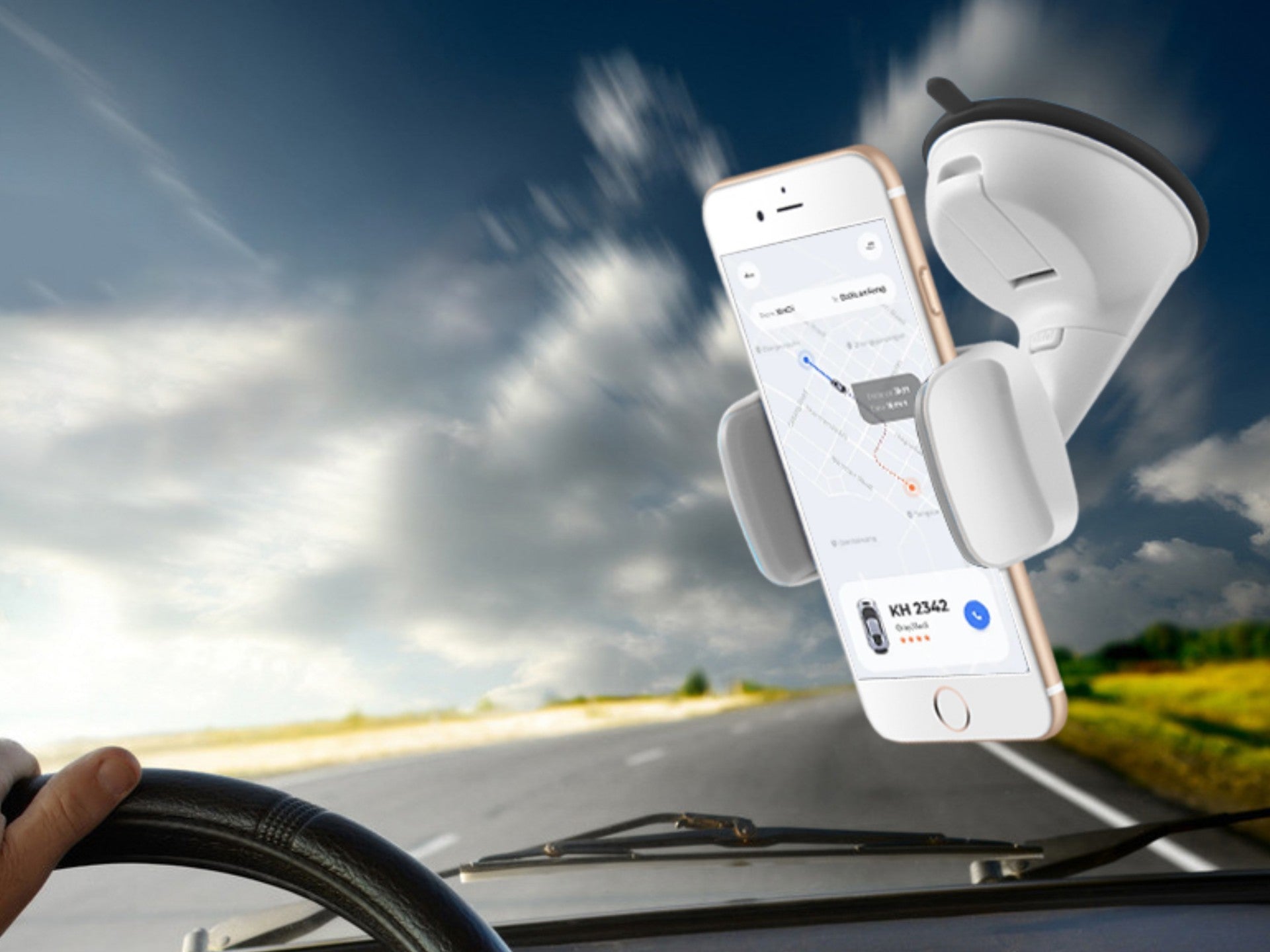 Techancy Suporte Para Telemóvel Para Automóvel Preto Ti2187, Ventosa Potente Em Silicone, Braço Elástico Flexível Anti-Queda