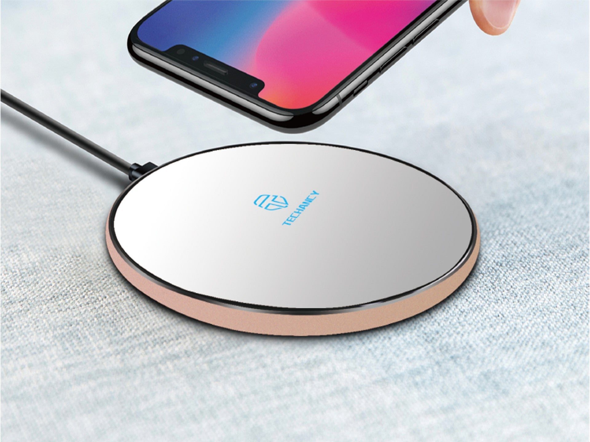 Techancy 10W Wireless Charger for Mobile Phones, TF2770, Compatible with Android and Apple Mobile Phones, White