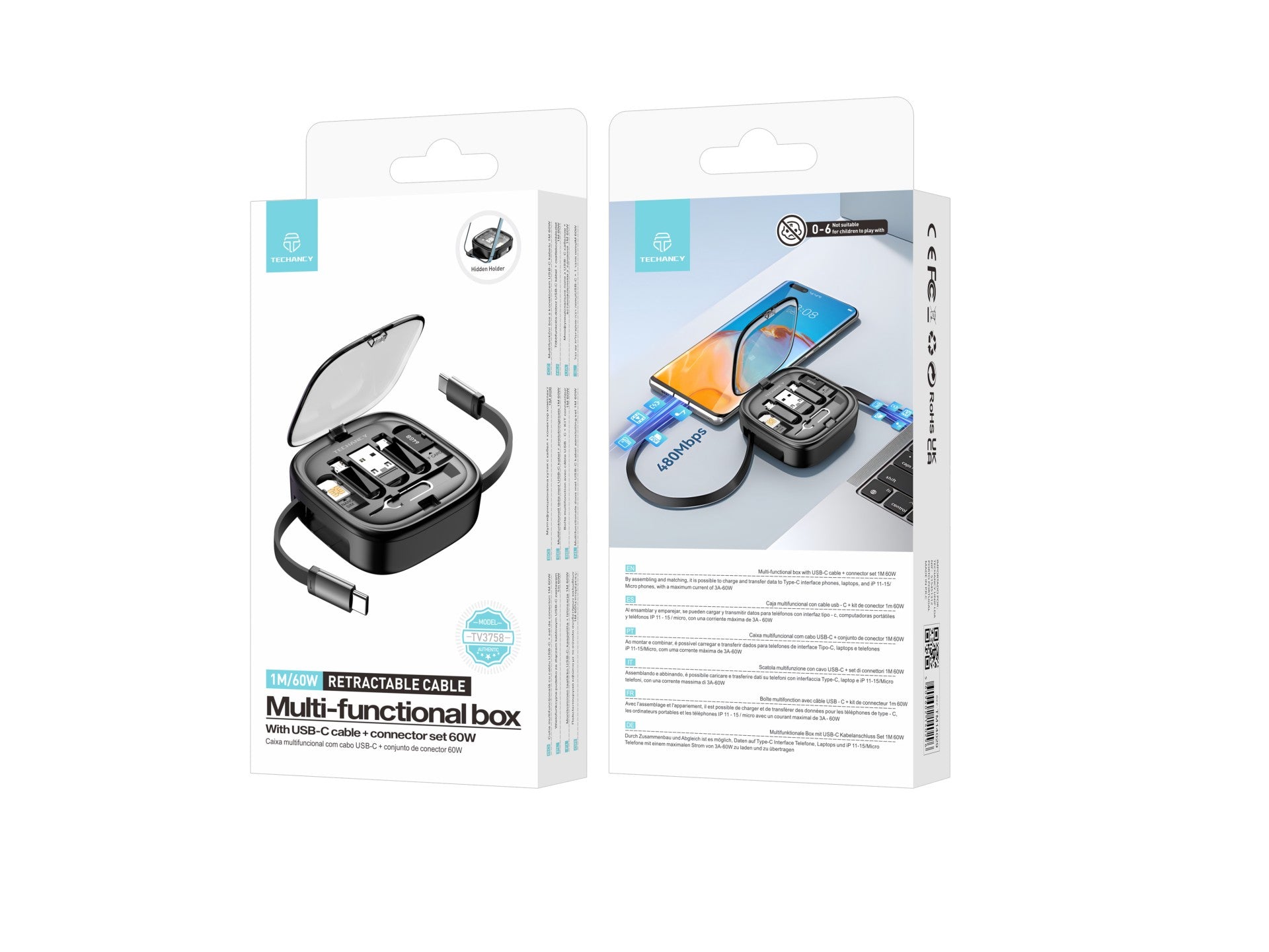 Techancy Multifunction OTG Data Cable Kit TV3758, Multiple Combinations for Combining, Charging and Transferring/Storing Data
