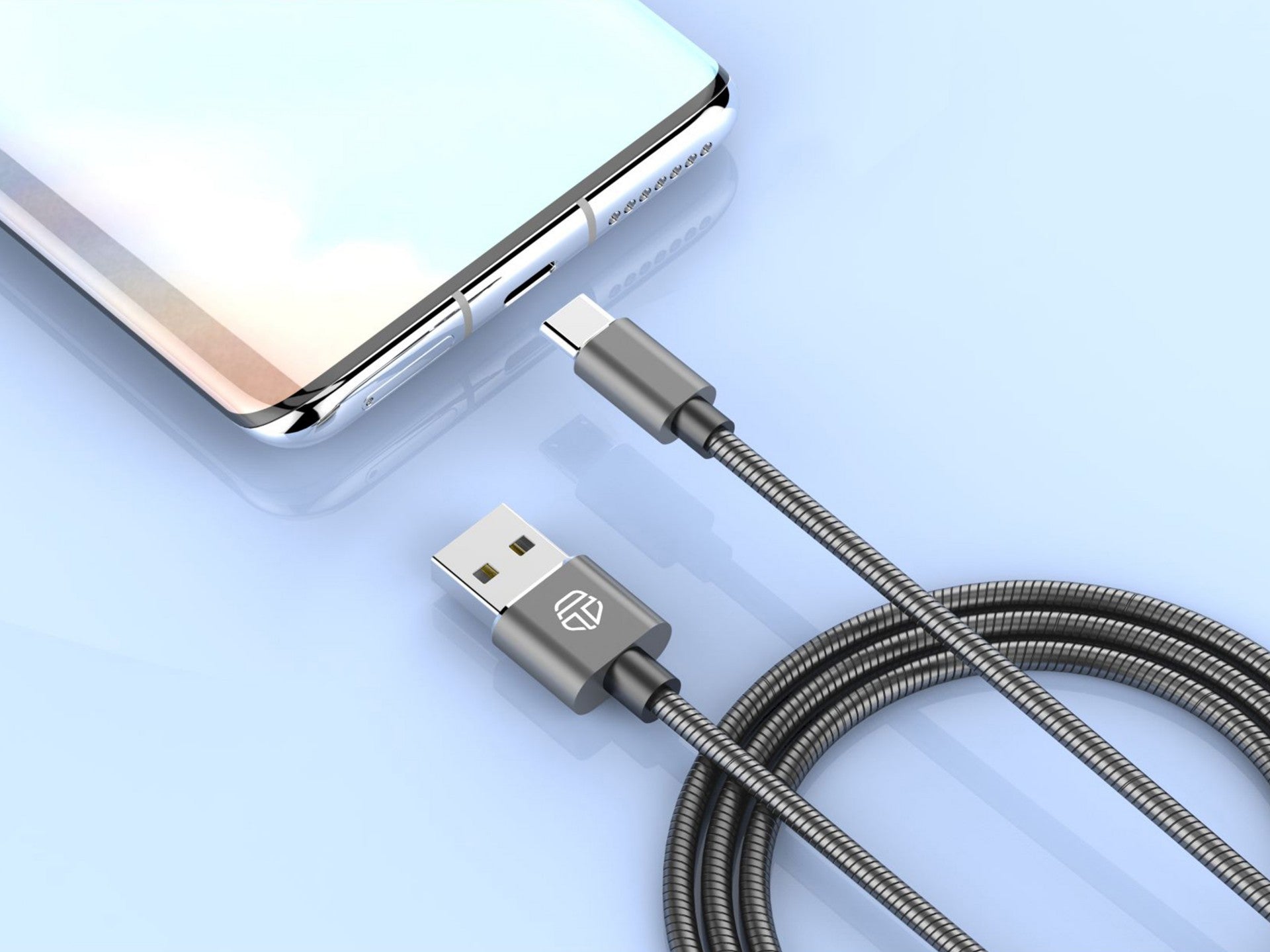Techancy Cabo De Dados De Alumínio 1m TB1662, Design Totalmente Metálico, Usb-Tipo C, Carregamento De 2,4a.