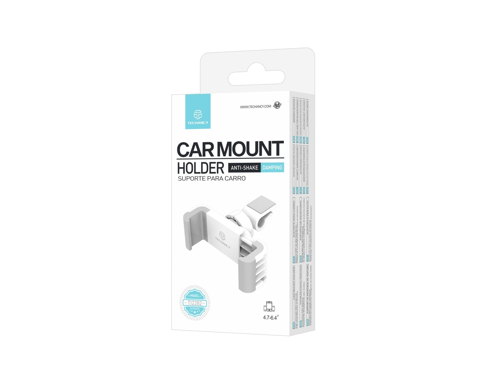 Techancy Car Phone Holder TI2282 Rotatable Stable Compatible with 4.7 to 6.4 Inches White