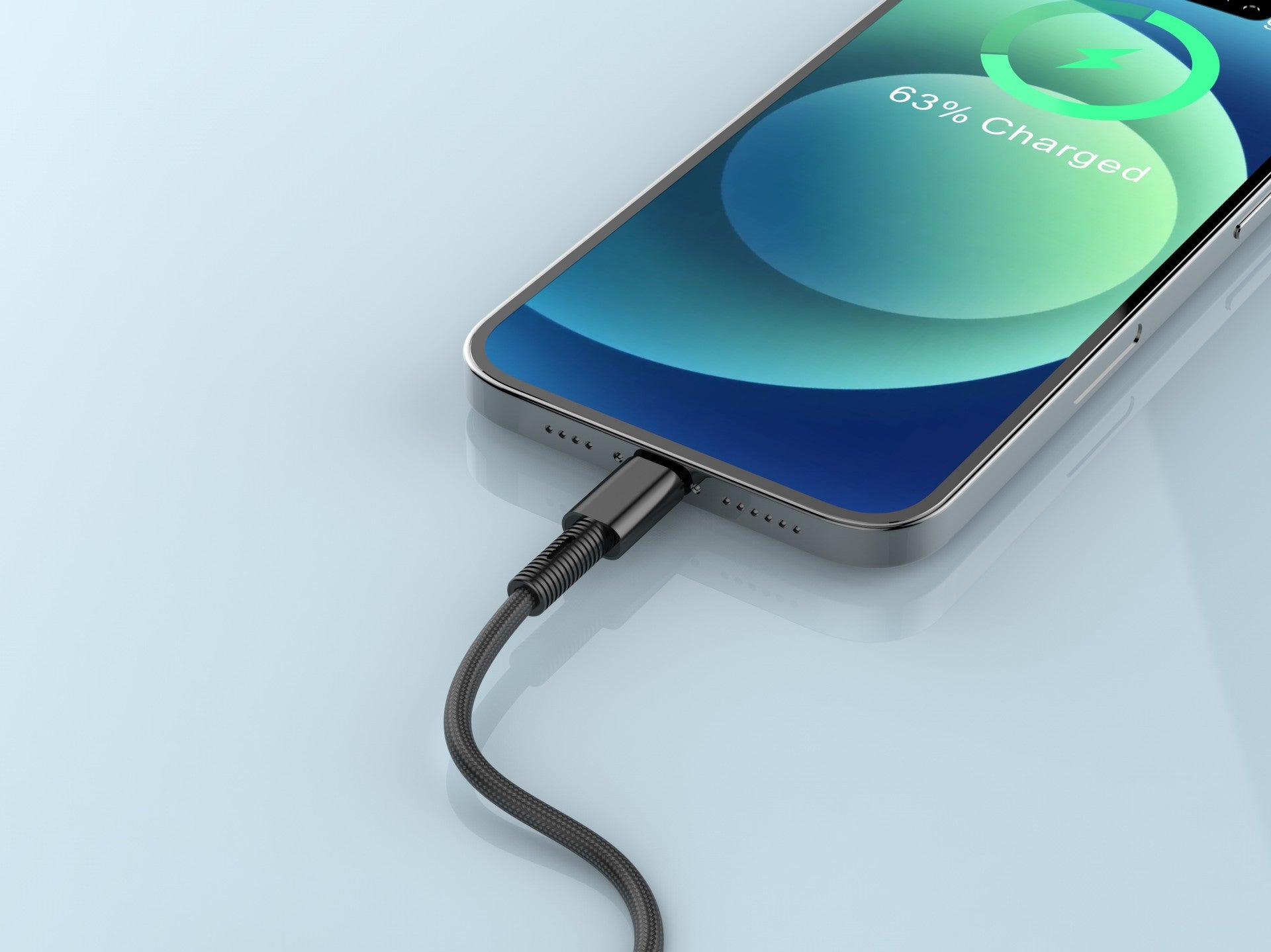 Techancy USB-Lightning Data Cable Black TB1717, 2.4A Fast Charging, Aluminum Alloy + Braided 1.2M