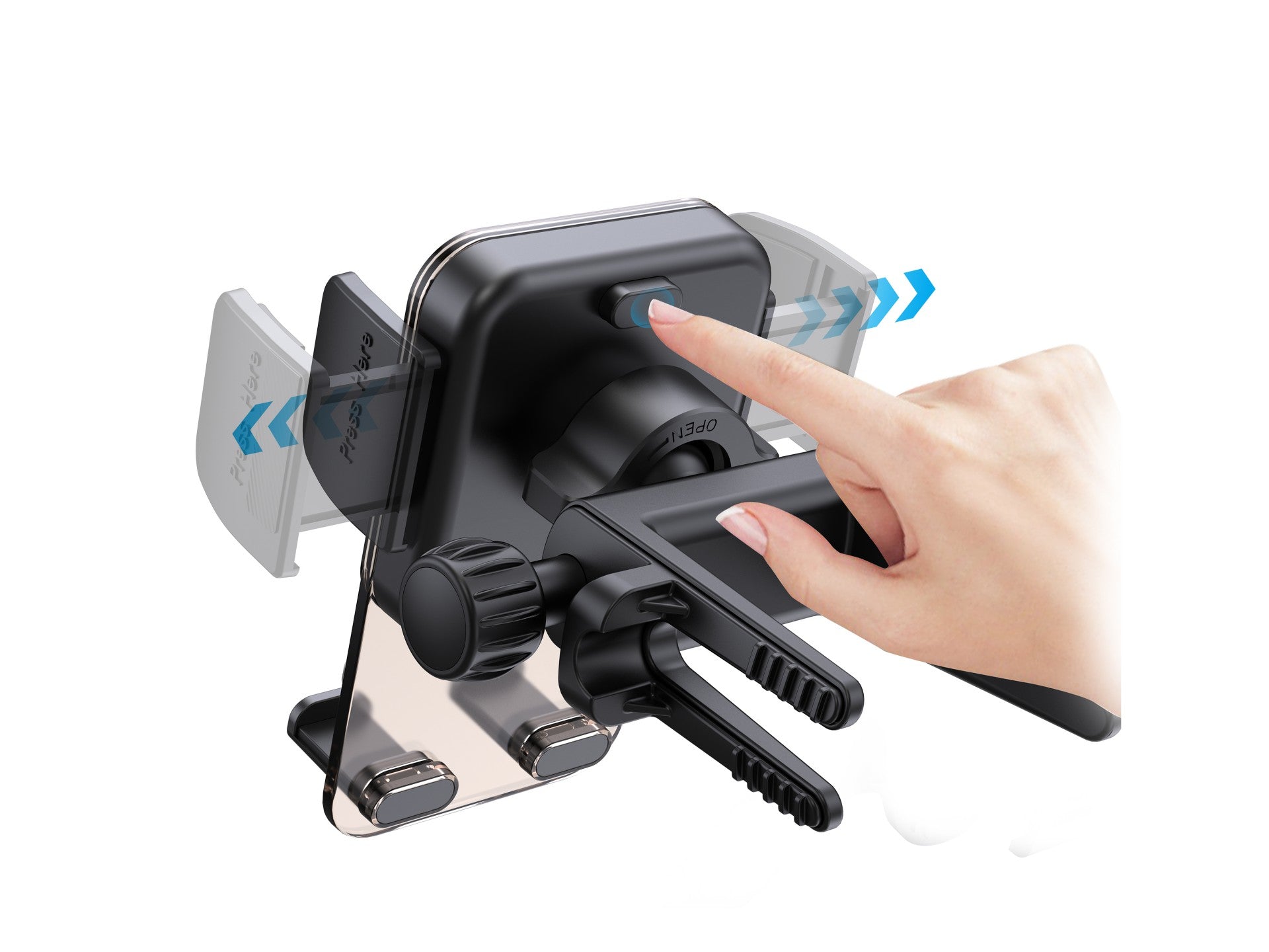 Techancy Suporte para TelemOvel de Saída de Ar Redonda TI2336, Operação com Uma Mão, ABS de Alta Resistência, para Smartphones 4.7"-7.2", Preto
