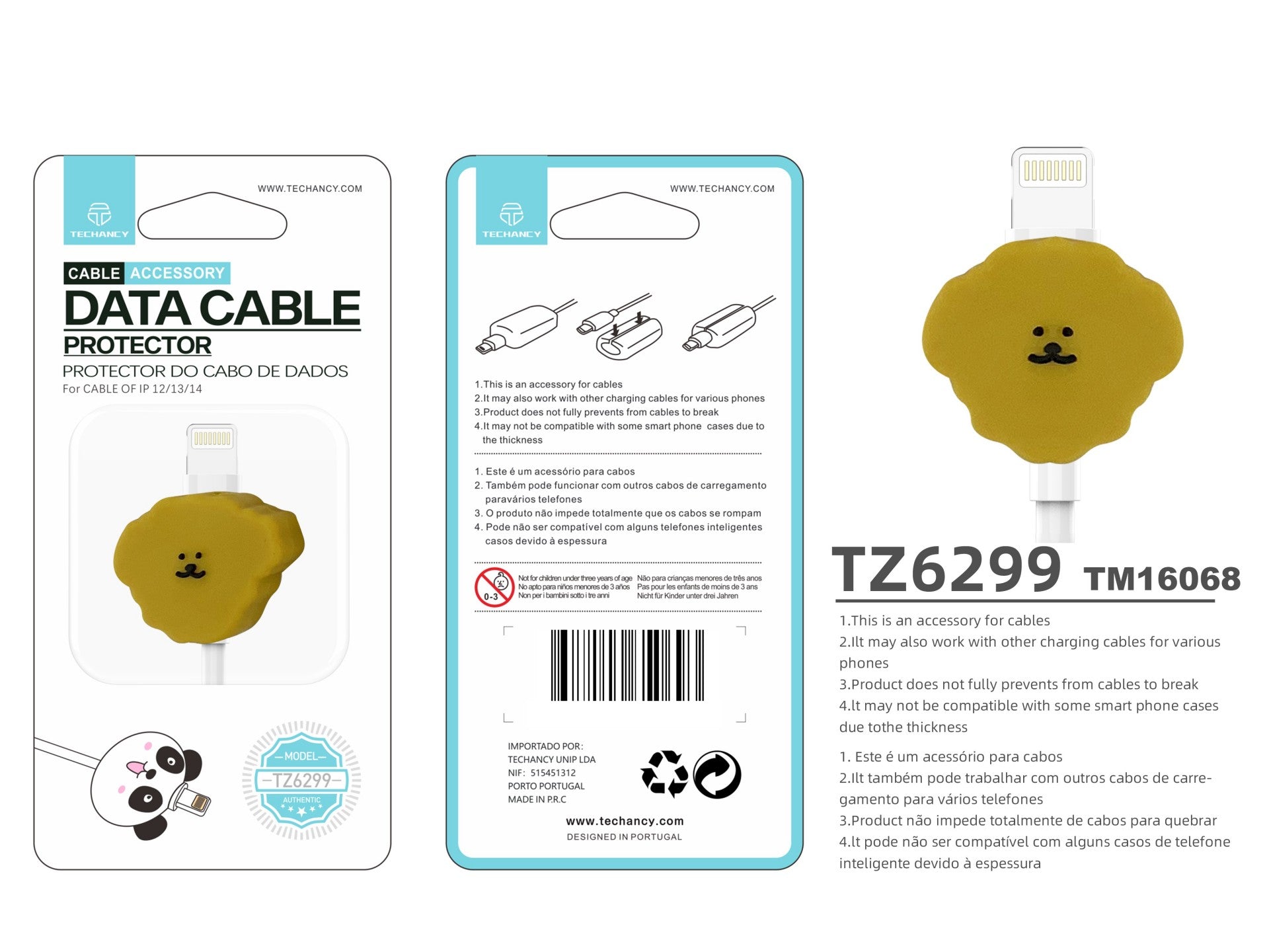 Protector de cable de datos Techancy TZ6299. Protege el cable de datos, resistente a roturas, de silicona, con un bonito diseño.