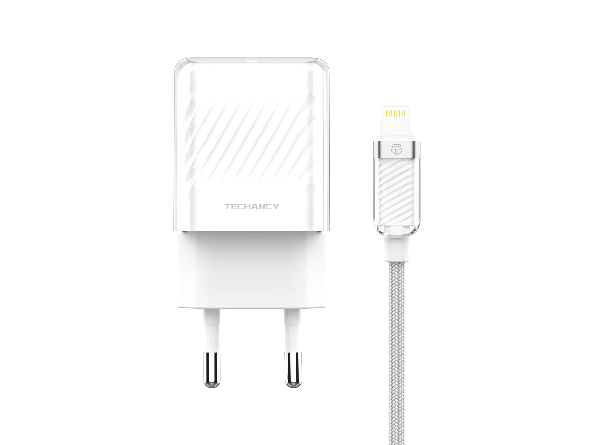Techancy 20W Mobile Phone Charger White TA2816, USB-C PD GaN Fast Charging, USB C to Lightning Cable Set 1m/30w