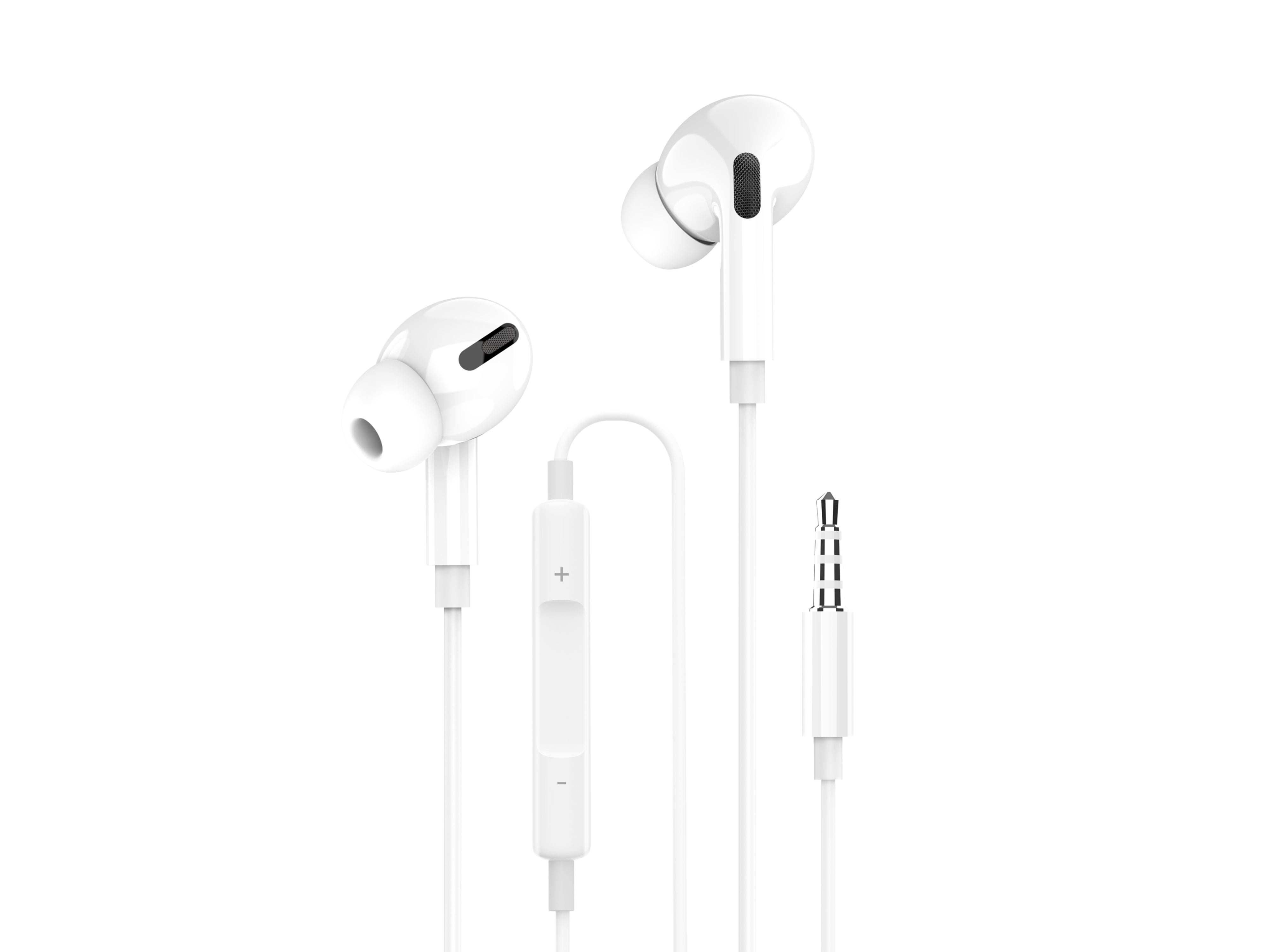 Techancy Wired Headset White TD8036, Integrated Microphone, 3.5 mm, Compatible with Smartphones and Tablets
