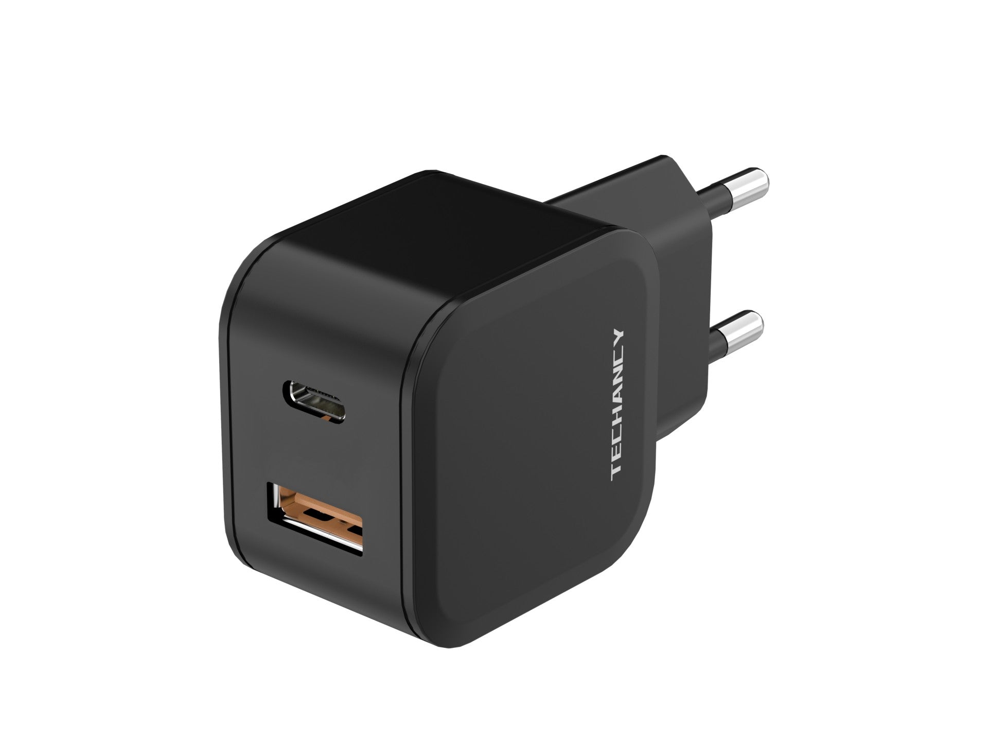 Techancy Carregador Rápido 43w Preto TA2813, Porta Dupla Pd+Usb, Compatível Com Ip8-16 E Dispositivos Android