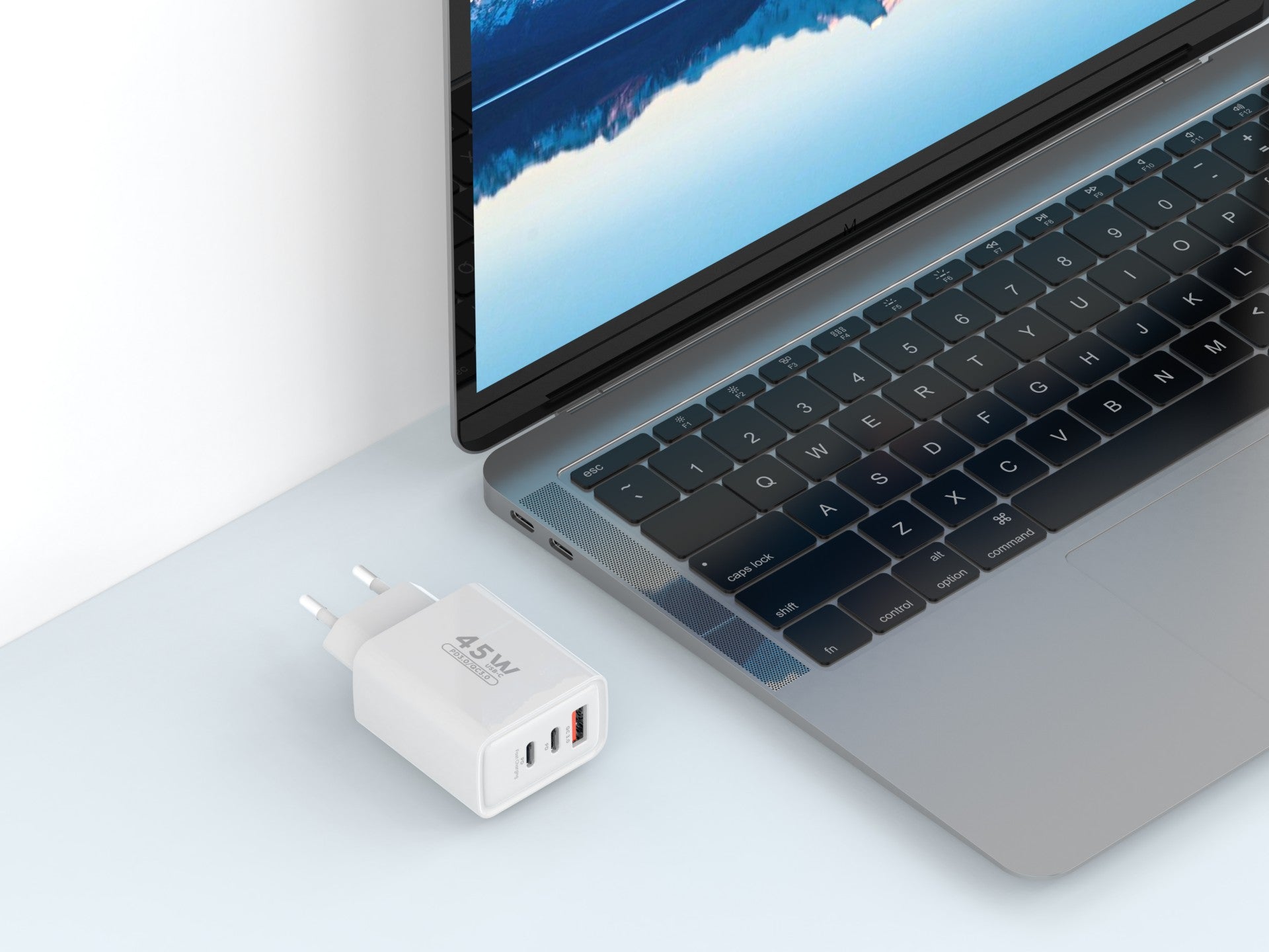 Techancy Carregador USB-A+USB-C+USB-C TA2821, 45W PD, SaIda Múltipla, Design Portatil, CompatIvel com Múltiplos Dispositivos