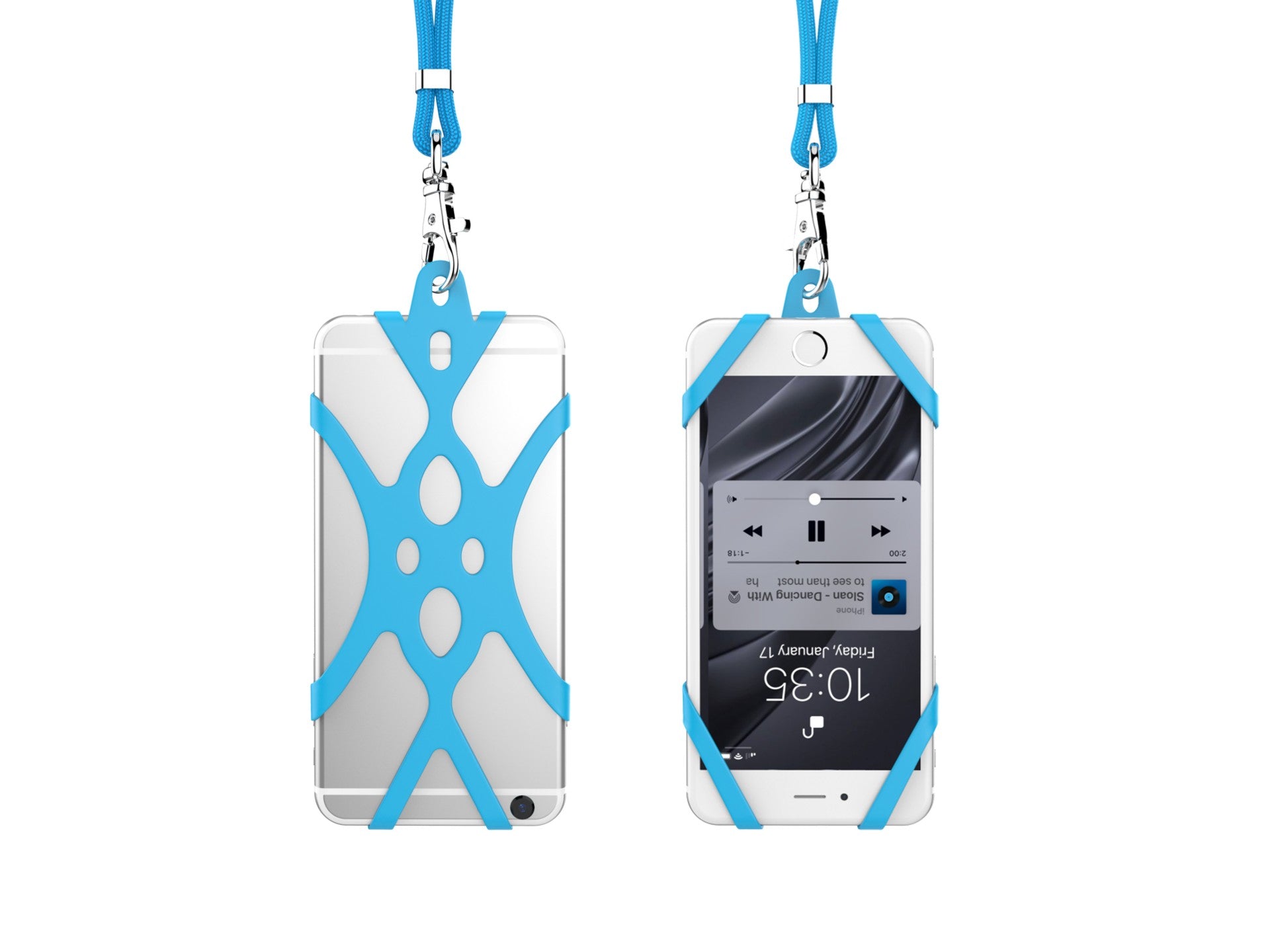 Cordão universal de silicone para telemóvel Techancy, 80 cm, KC2113, compatível com todos os modelos de telemóveis, azul