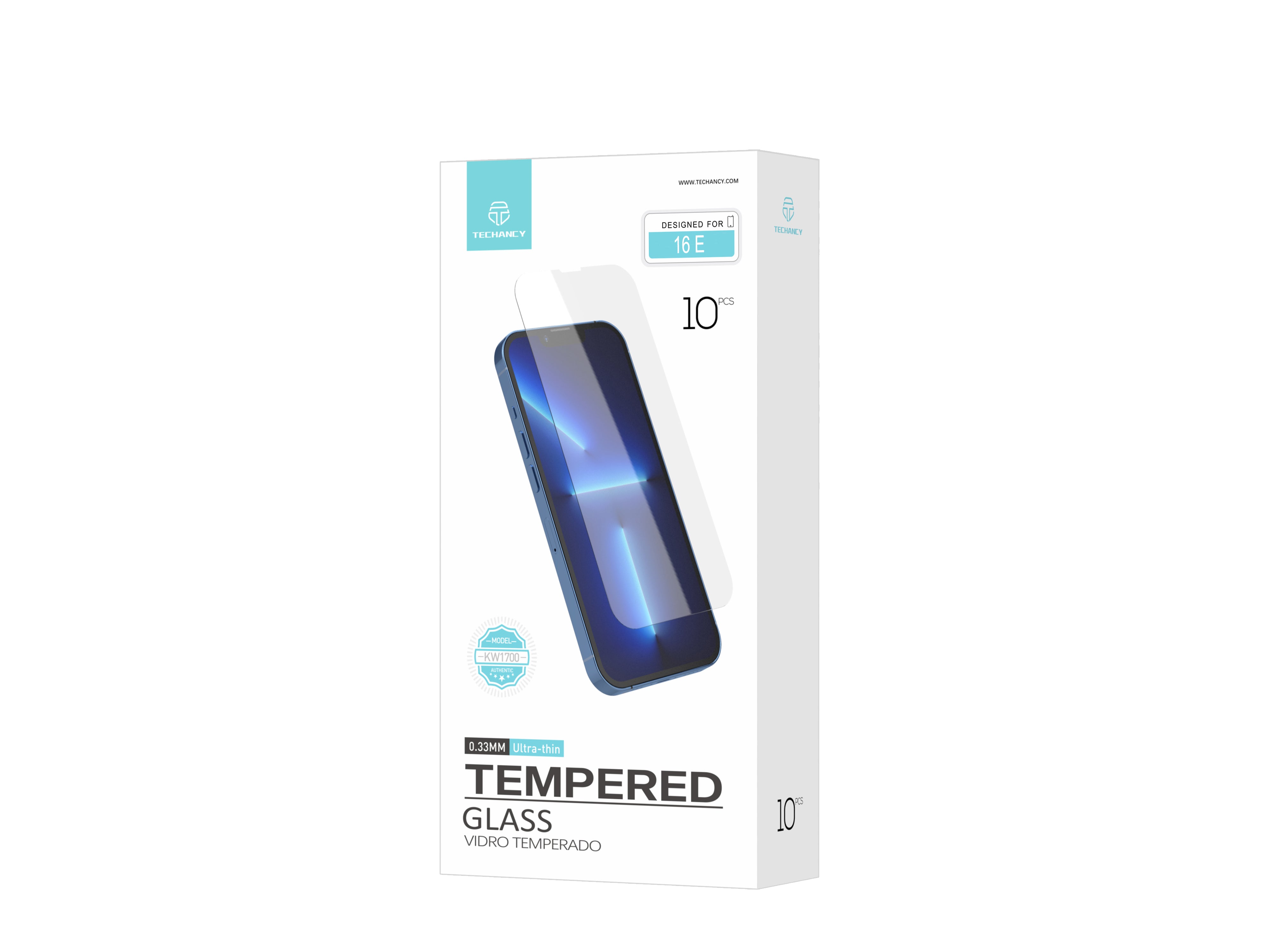 Techancy Pelicula de Vidro para iPhone 16 e KW1700 0.33mm Ultra Fina 9H Anti Impressao Protecao Transparente