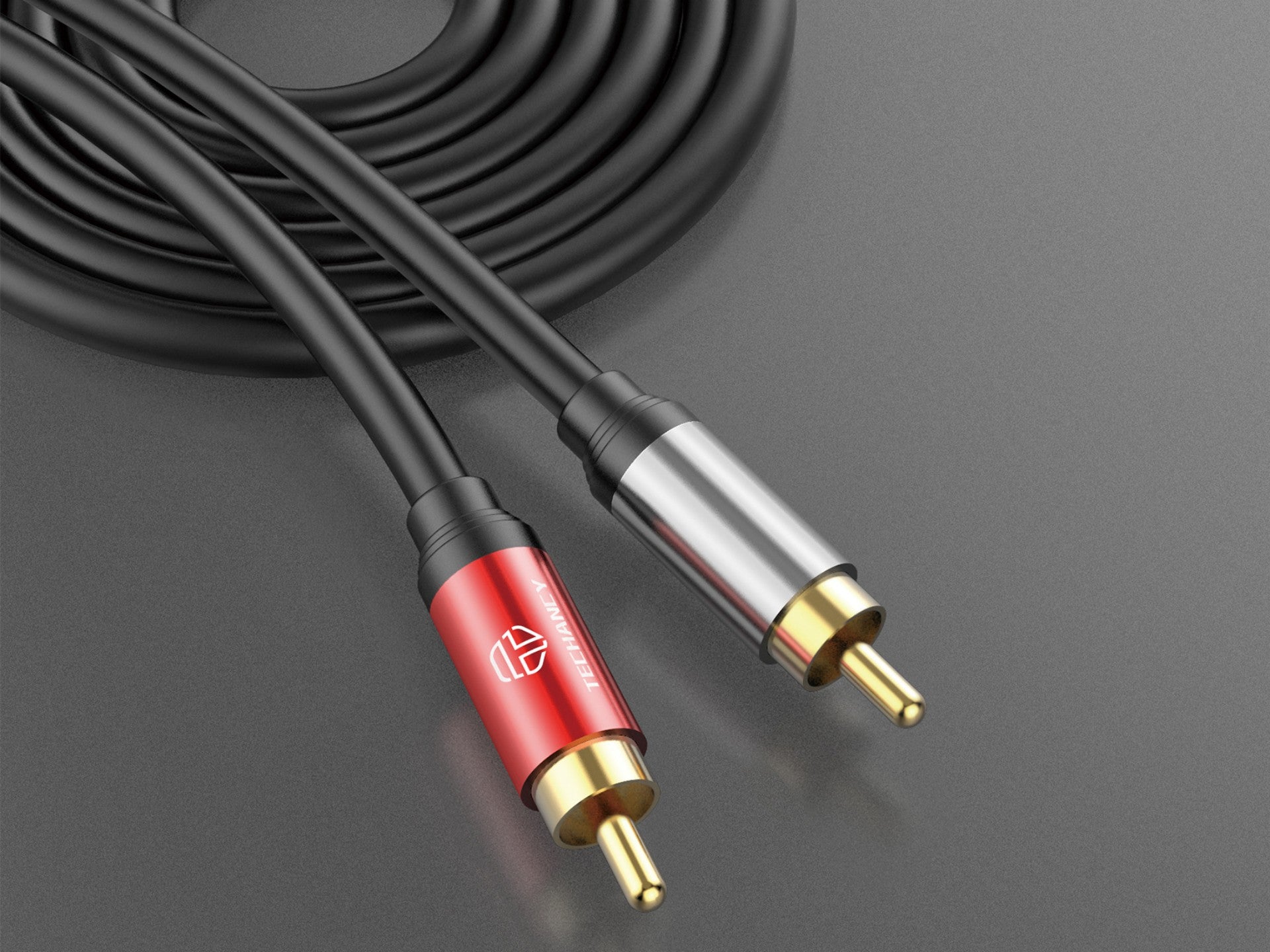 Cabo de áudio Techancy 2RCA para 2RCA 1,8 m, TL7267, preto