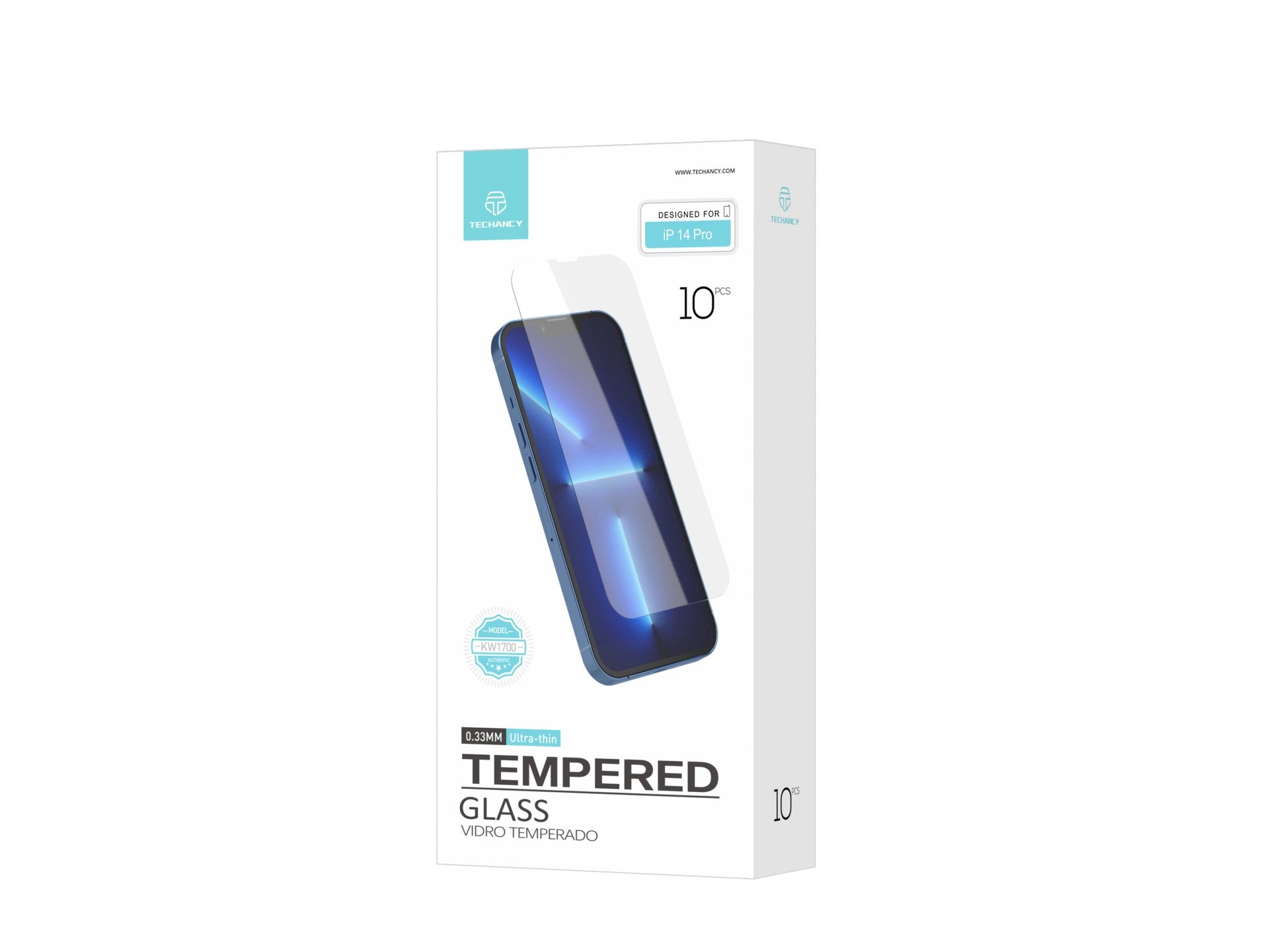 Techancy Película de Vidro Temperado para iPhone 14 Pro KW1700 , 0.33MM, Anti-riscos, Alta Transparência, Fácil Aplicação