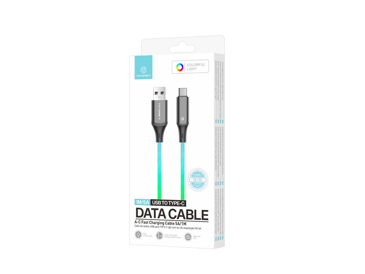 Cabo Techancy RGB 1 m — USB-A para USB-C (TM00356, 3)
