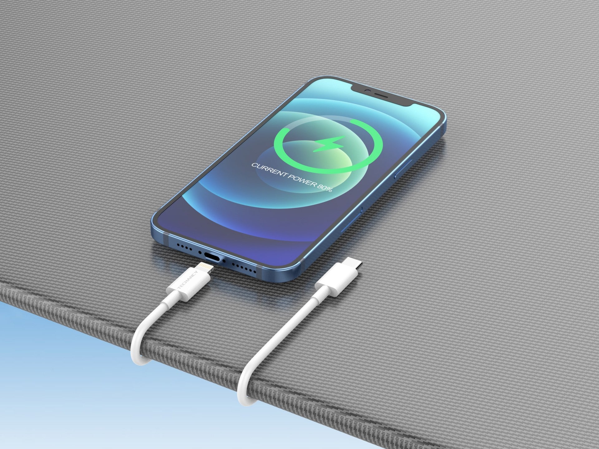 Cable de datos Techancy blanco de 20 W TB1666, compatible con iPhone 7 hasta 14, carga rápida PD, duradero, 2 m