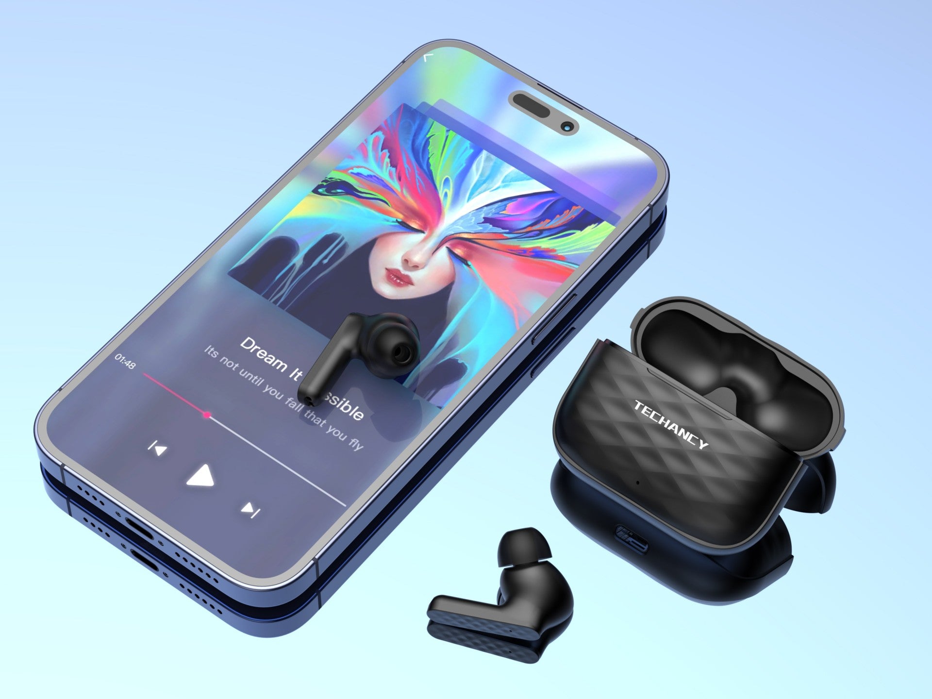 Techancy Wireless Headphones Black, KP2705, 10M Wireless Stereo Connection, 3-4 Hours Music Playback