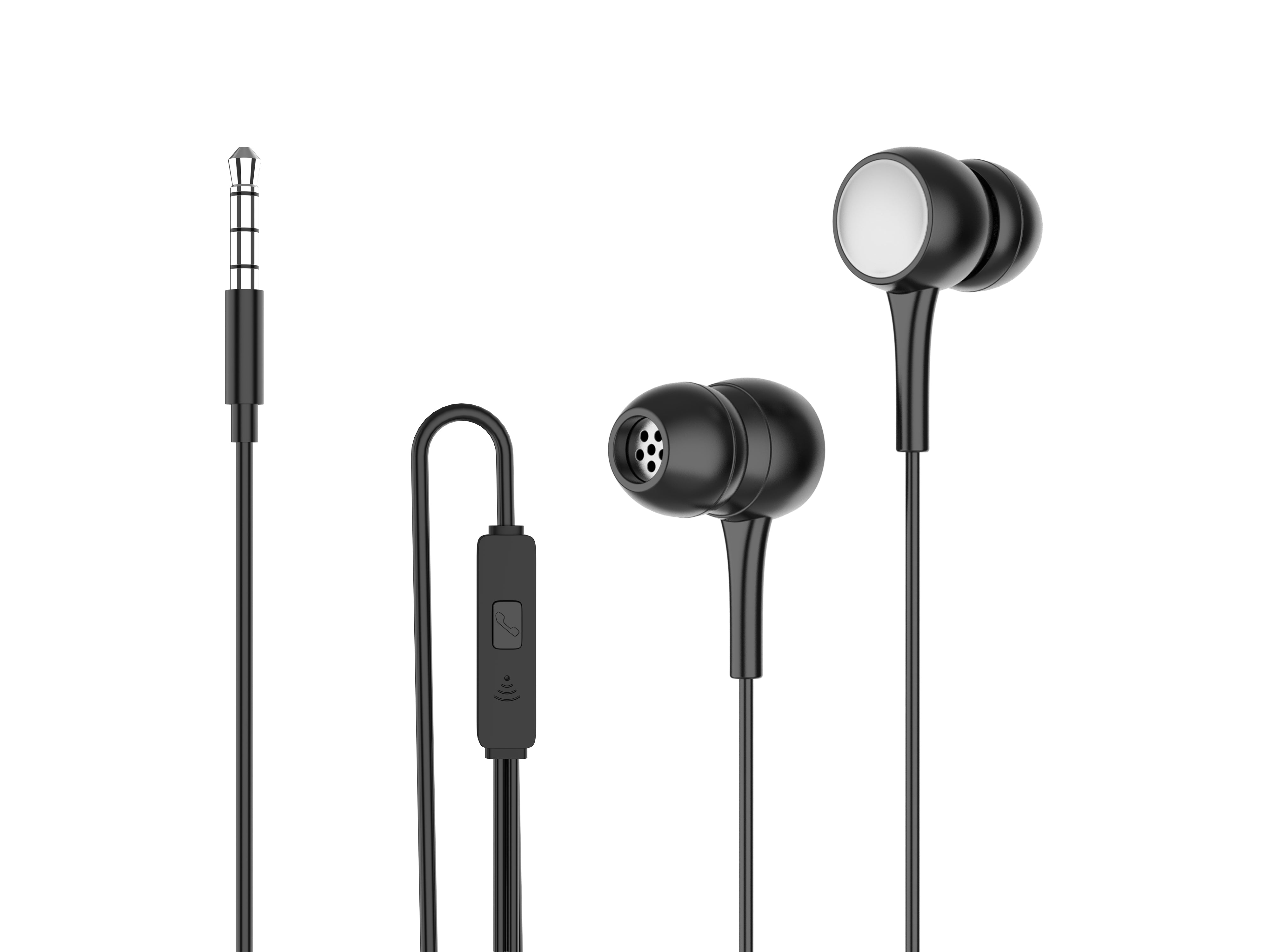 Techancy Auscultadores Intra-Auriculares Com Fios Pretos 1,2 M TD8057, Tomada De 3,5 Mm Compatível Com Telemóveis/Pc/Mp3, Etc.
