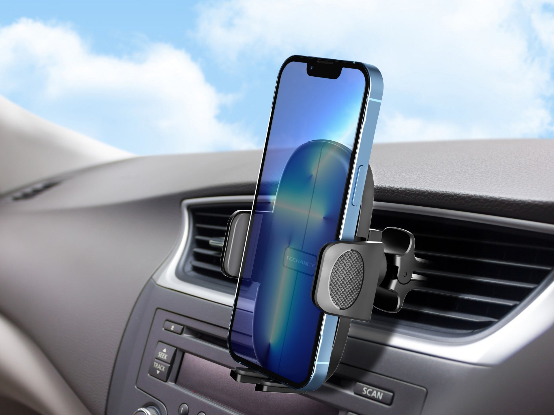 Techancy Suporte Para Telemóvel Para Automóvel Ti2270, Ajustável A Diferentes Telemóveis, Abertura E Fecho Com Um Toque.