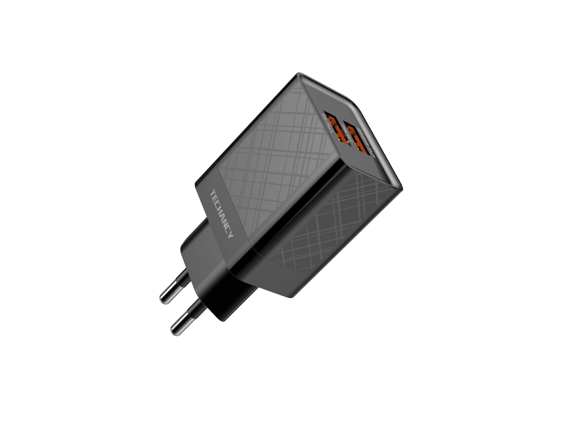 Techancy Carregador Usb 2.4A Preto TA2758, 2usb Output, Chip Inteligente Integrado, Carregamento Simultâneo Multi-Device